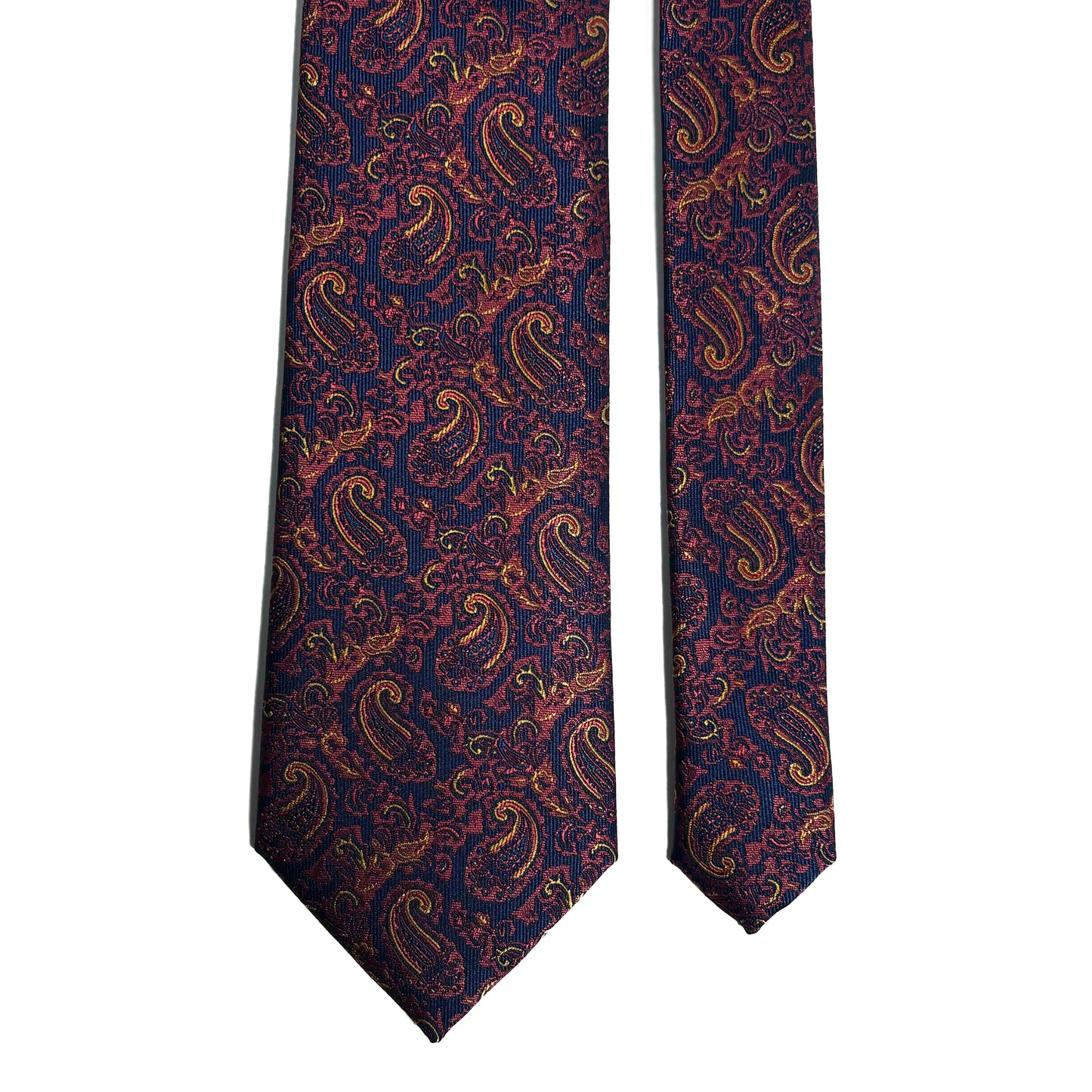 Navy Blue & Gold Paisley Jacquard Tie