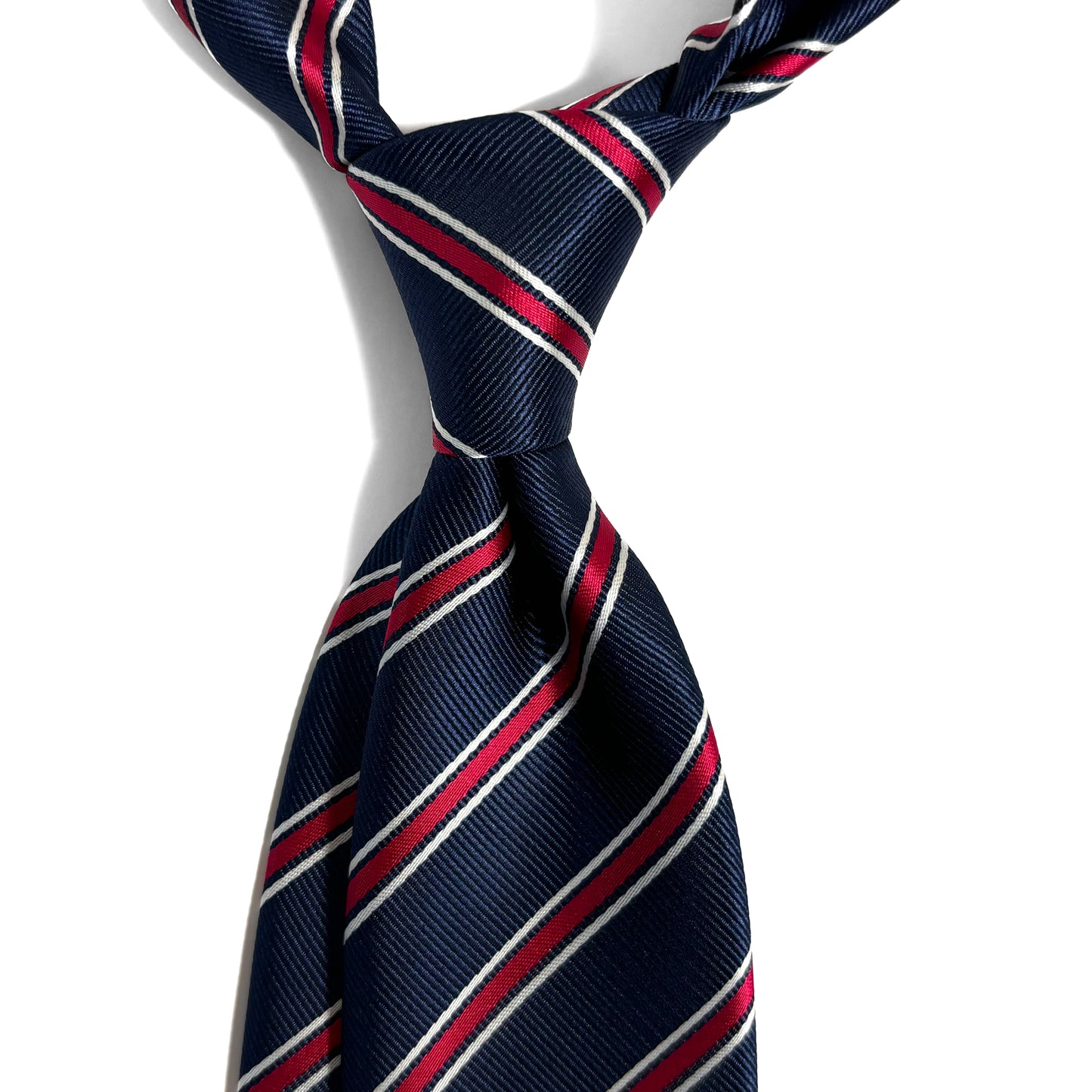 Navy Blue & Red Striped Repp Tie
