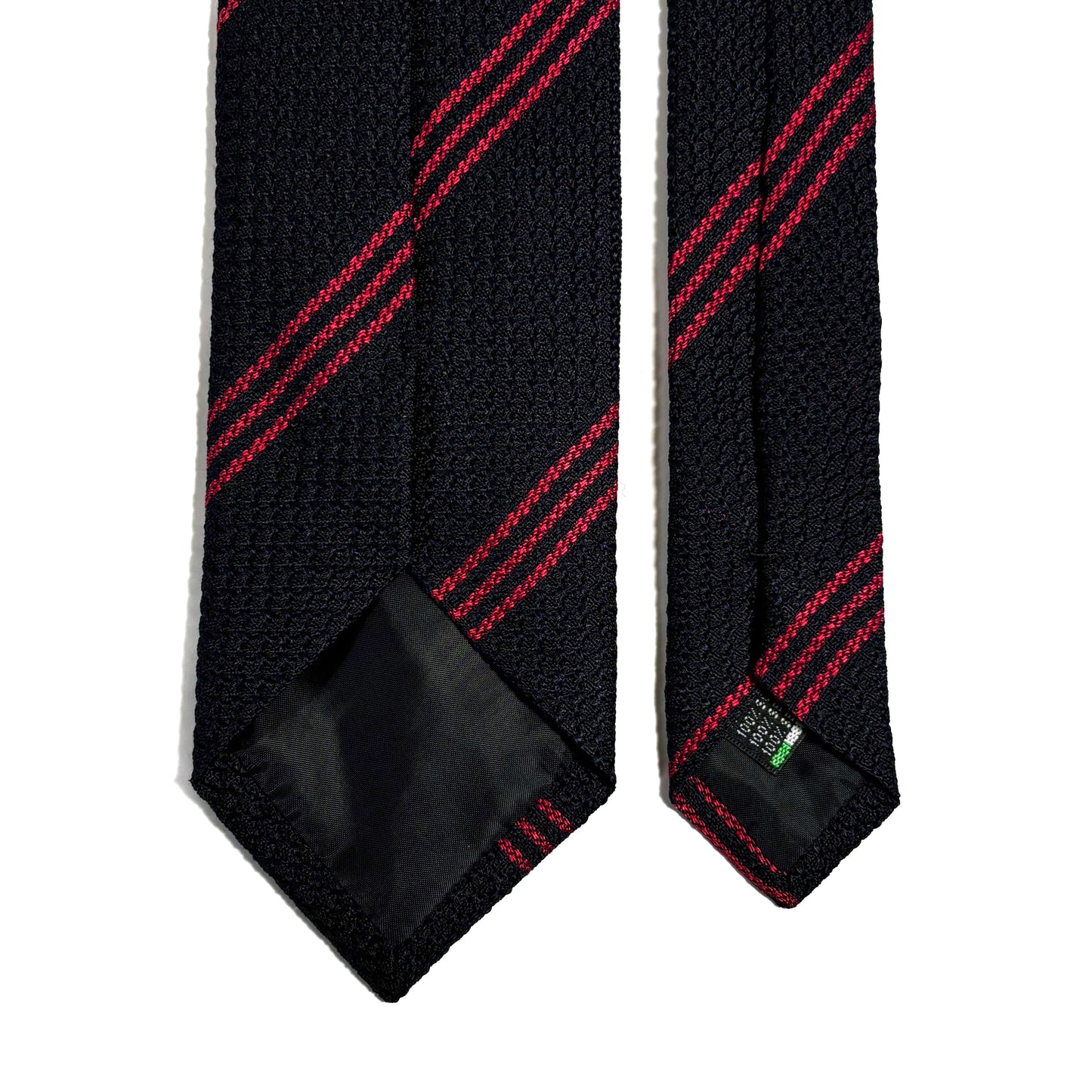 Black & Red Striped Silk Grenadine Tie (Garza Grossa) - Handmade in Italy