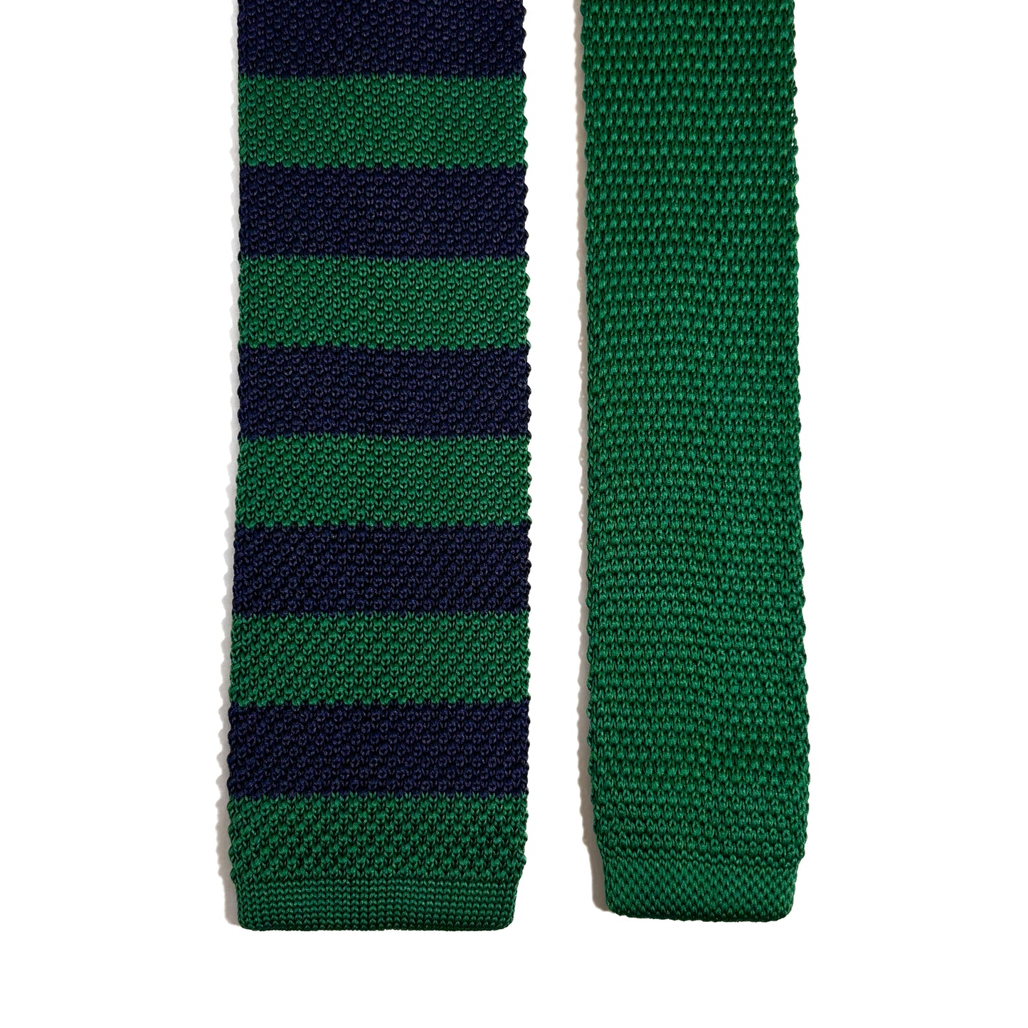 Green & Navy Blue Striped Knitted Tie