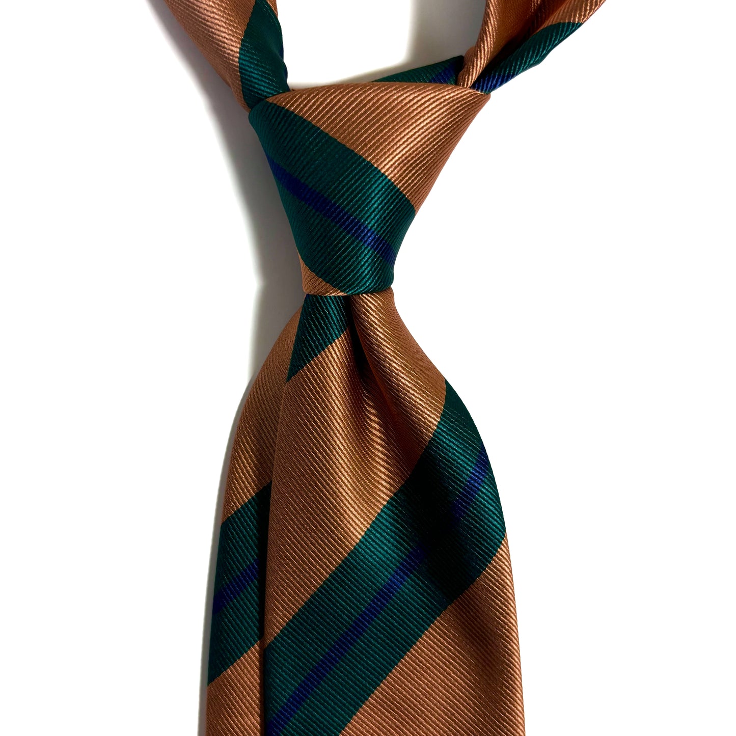 Burnt Orange & Green Striped Repp Tie