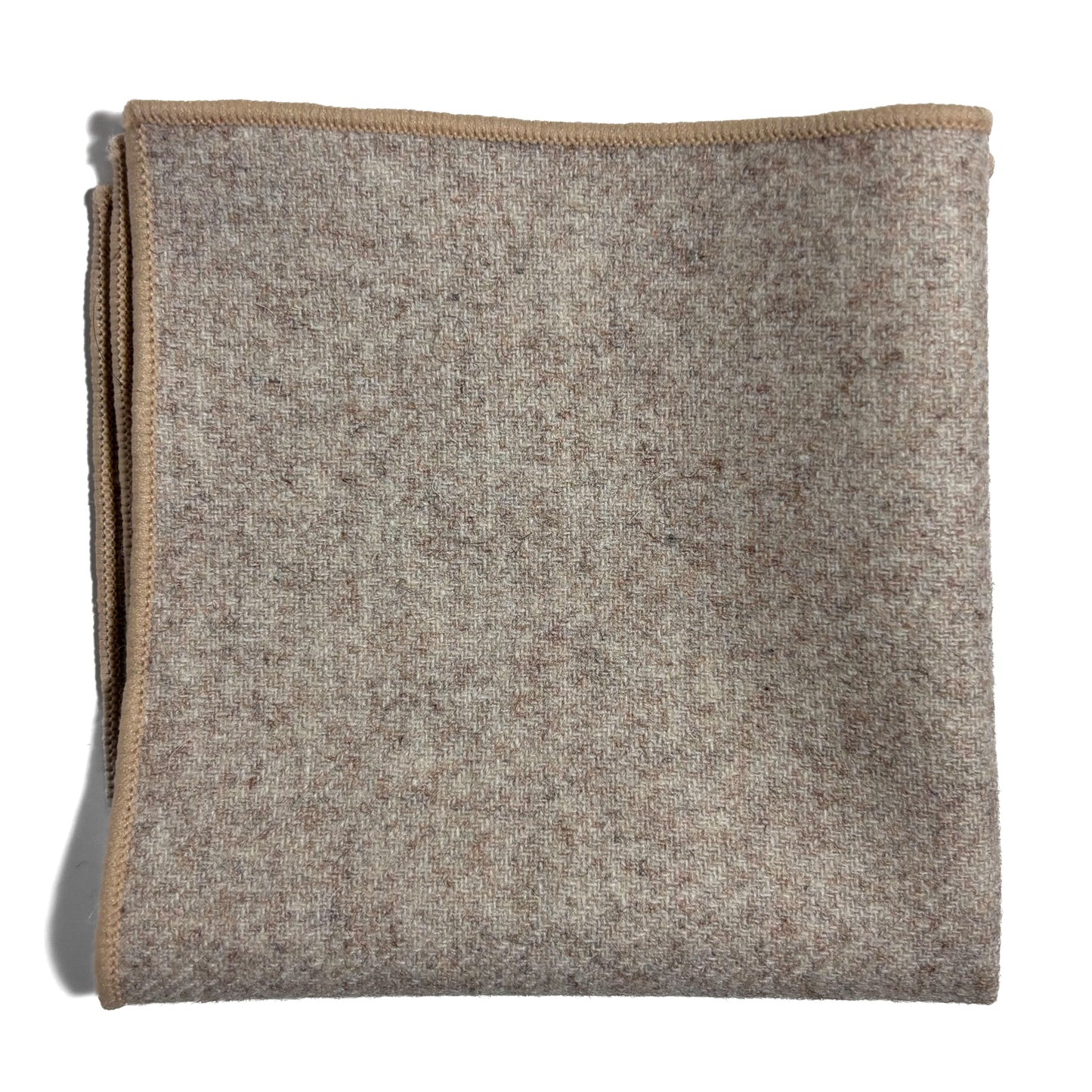 Light Beige Solid Wool Pocket Square