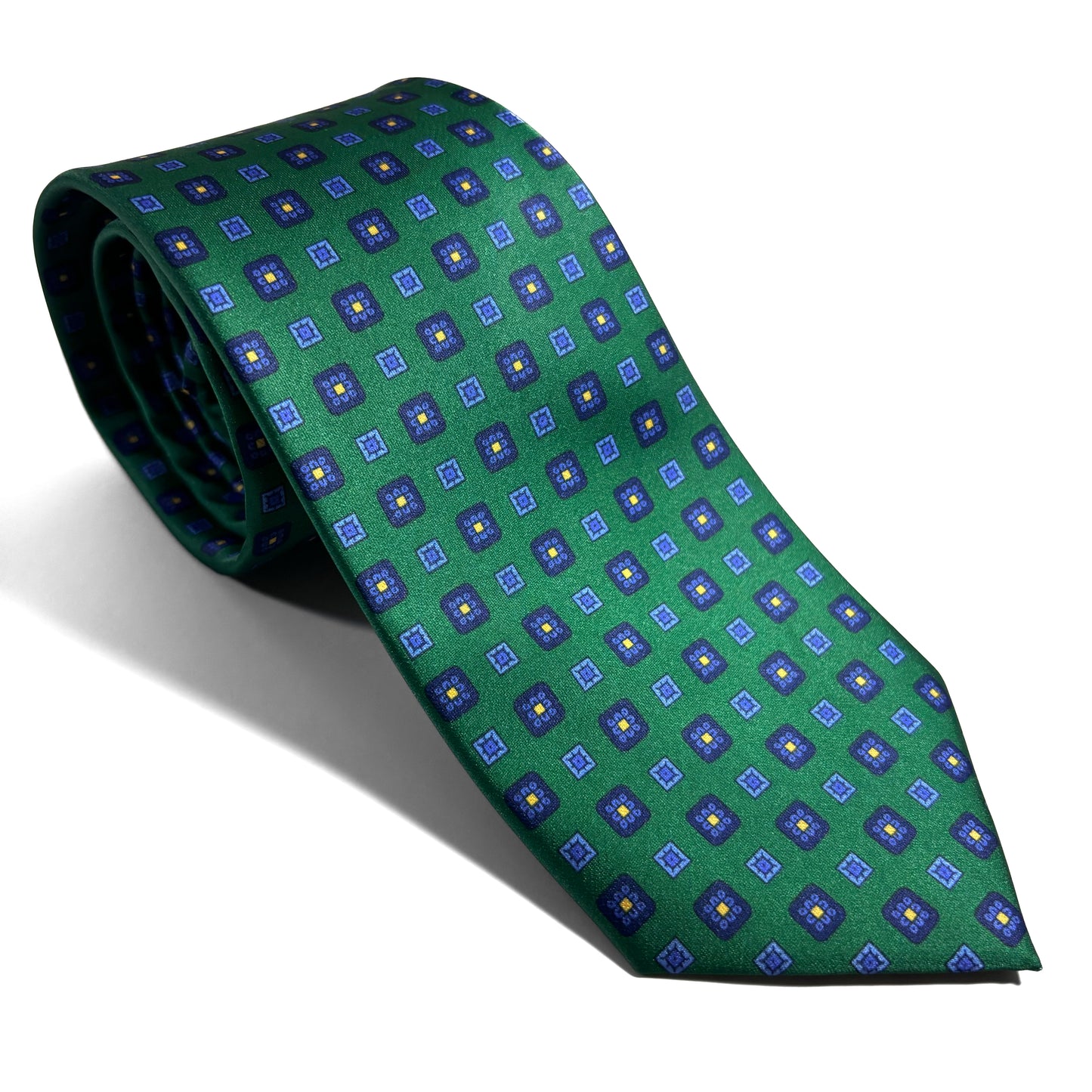 Green & Blue Geometric Printed Tie