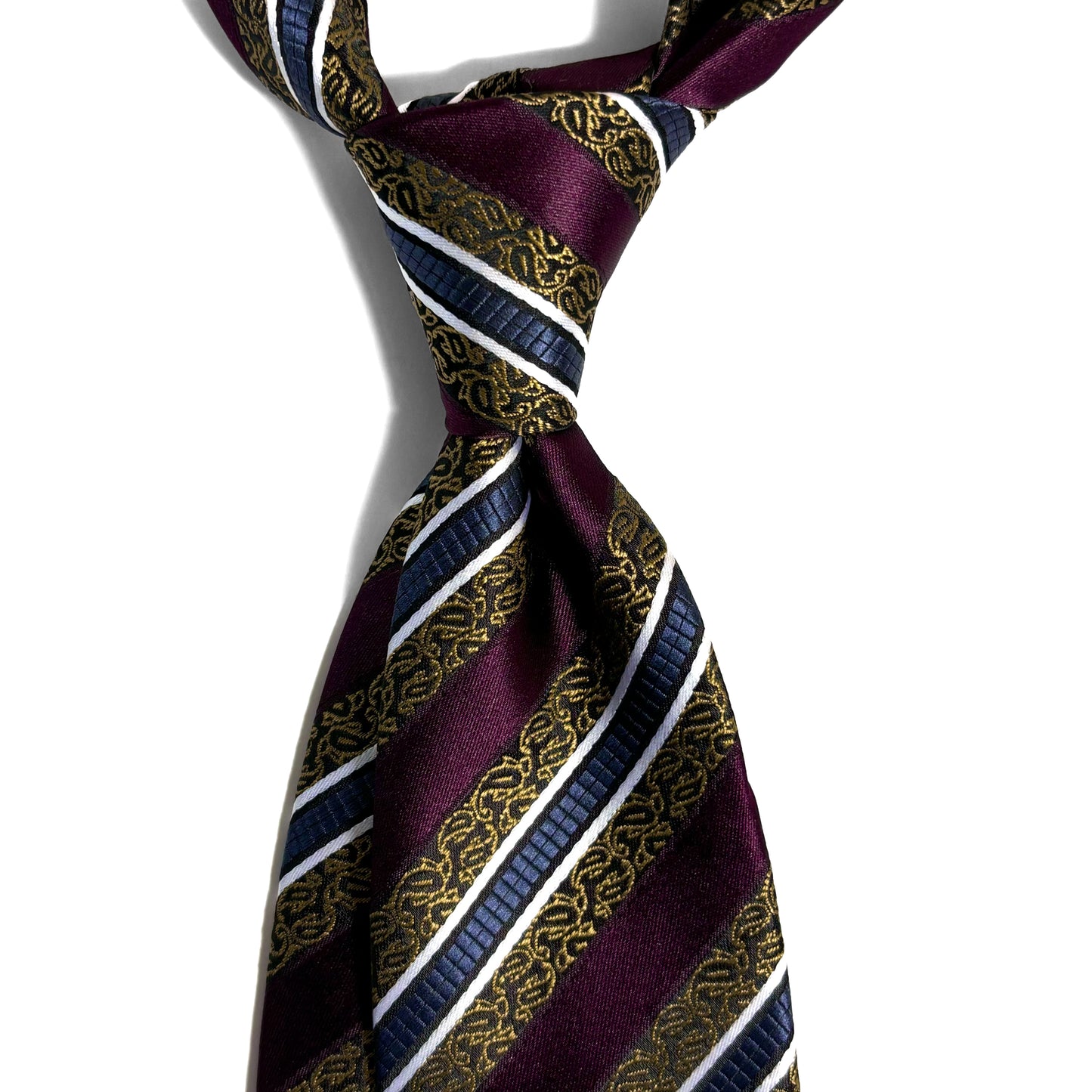 Burgundy & Gold Striped Tie
