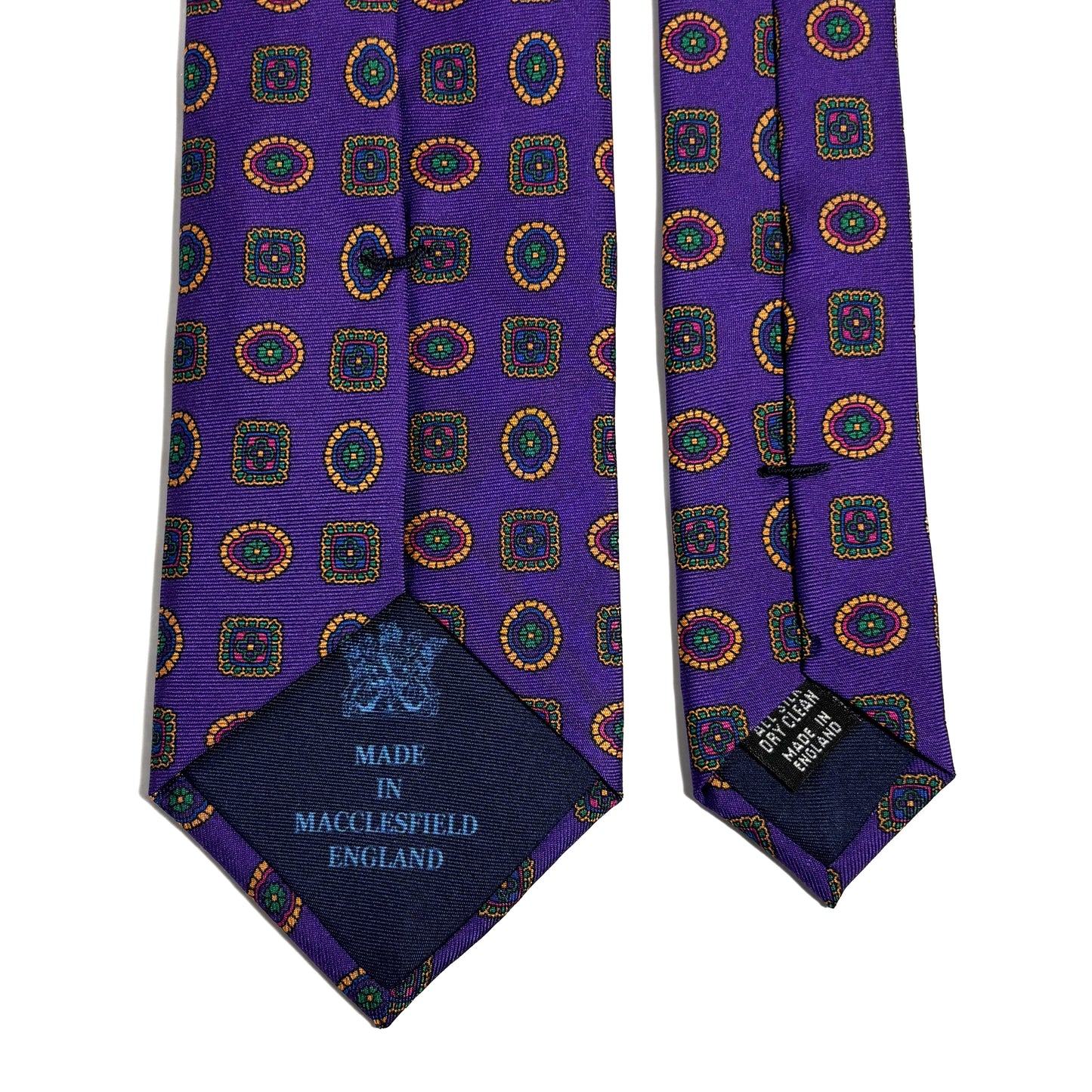 Purple Geometric Printed Silk Tie - Handmade in England