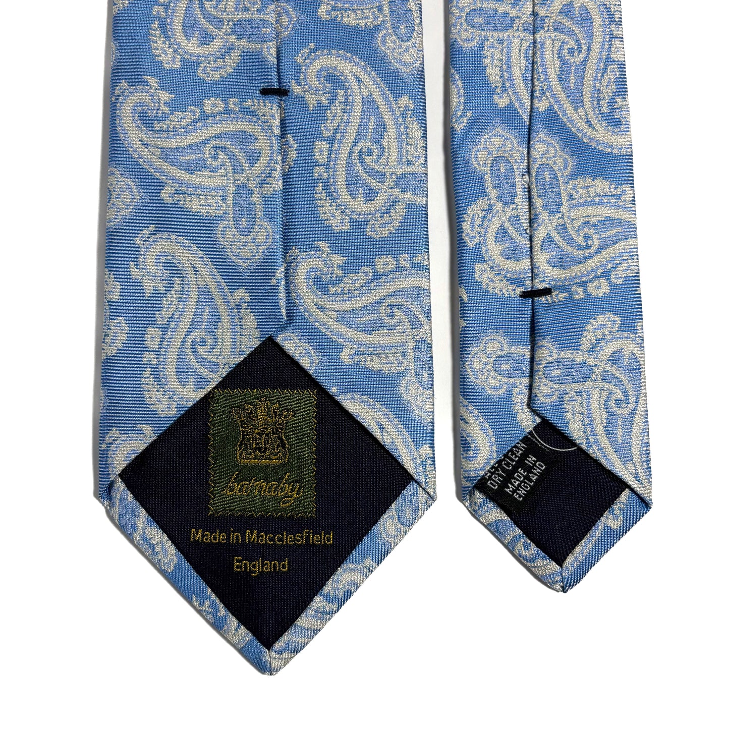 Light Blue Paisley Silk Jacquard Tie - Handmade in England