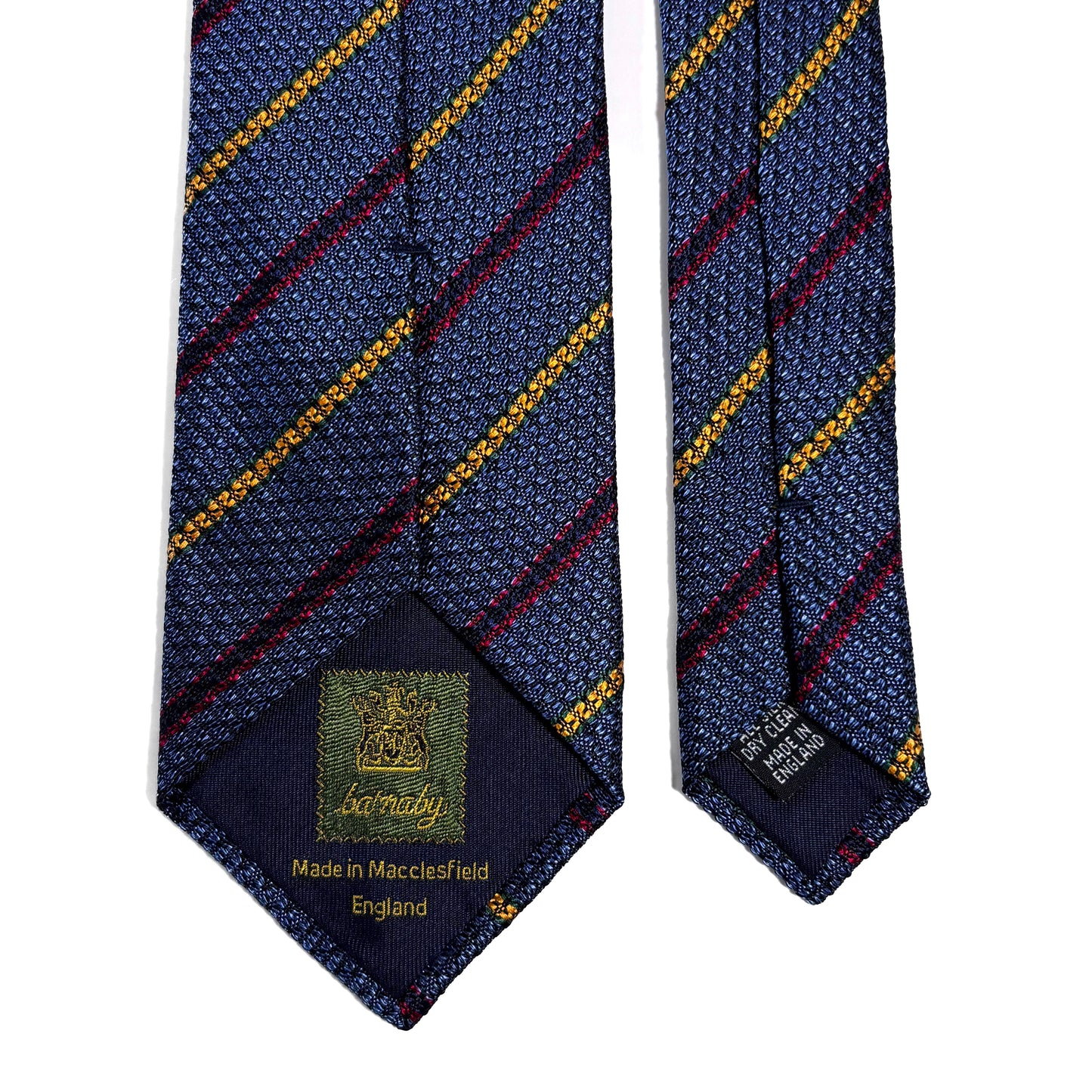Steel Blue Striped Silk Grenadine Tie - Handmade in England