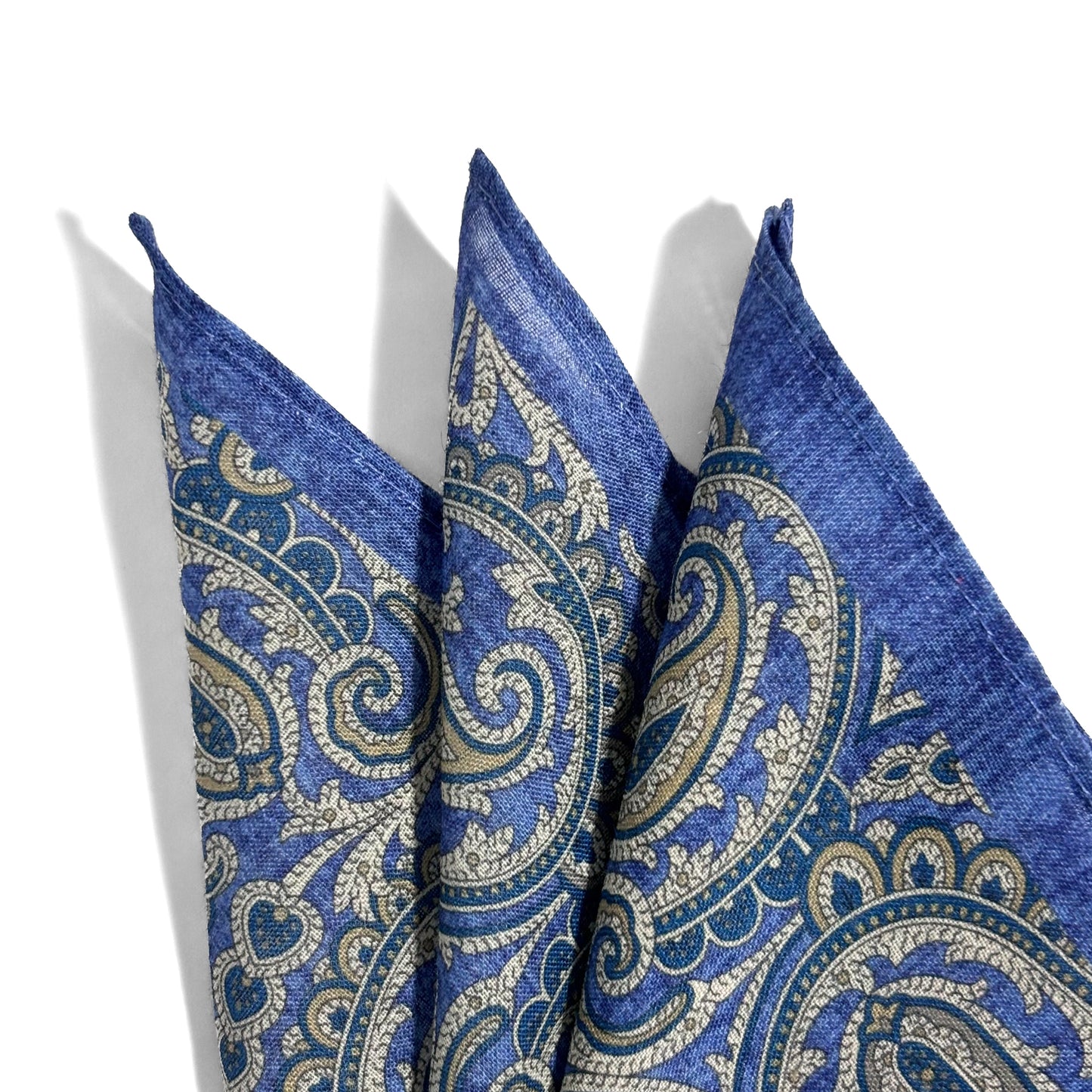 Blue Paisley Ramie Pocket Square