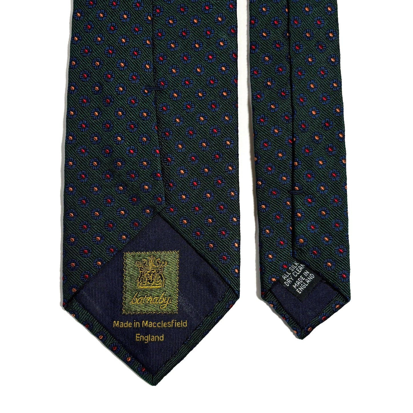 Forest Green Floral Silk Jacquard Tie - Handmade in England