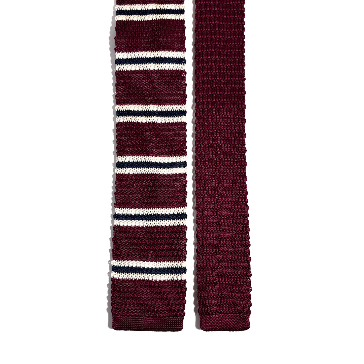 Burgundy Striped Knitted Tie