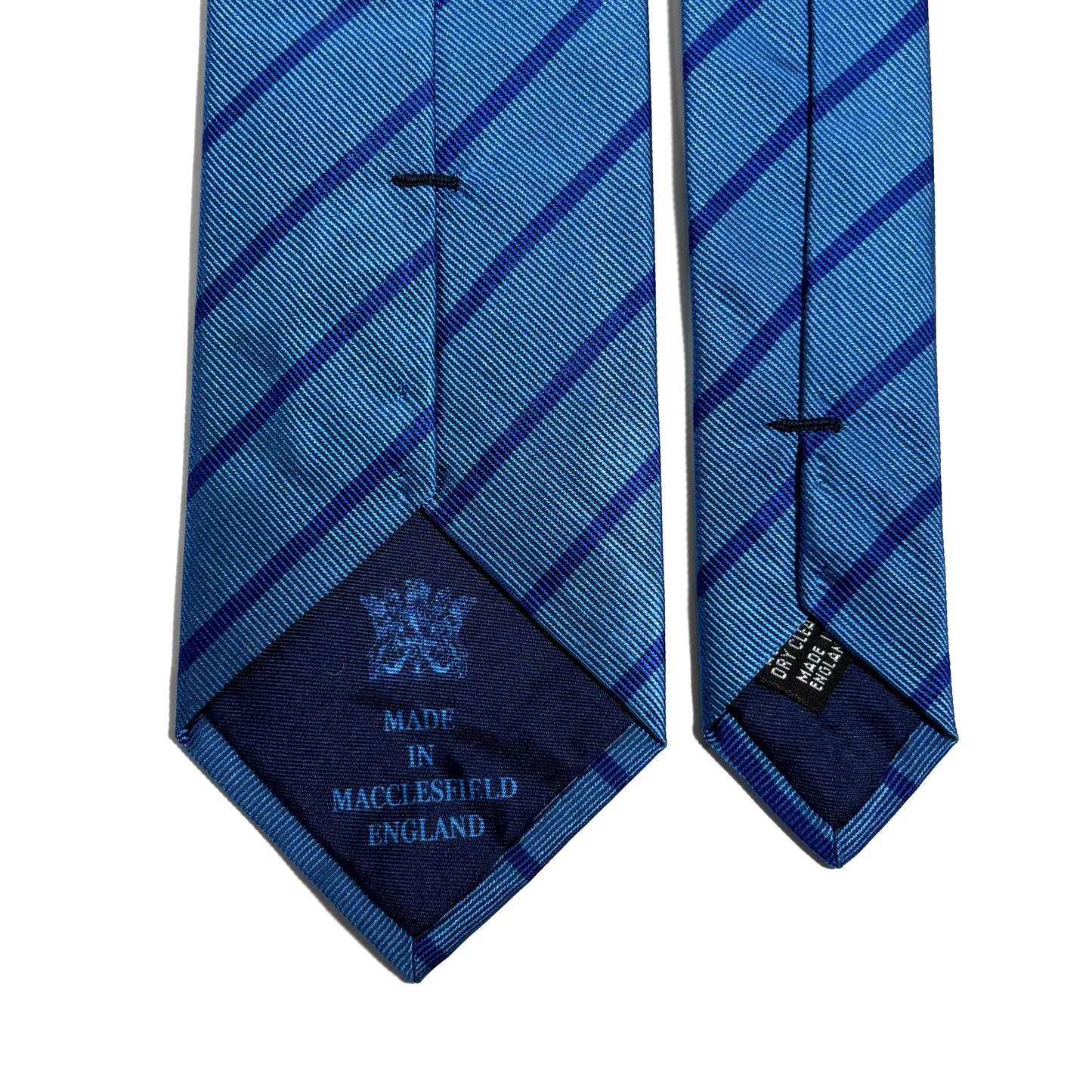 Light Blue Striped Silk Repp Tie - Handmade in England