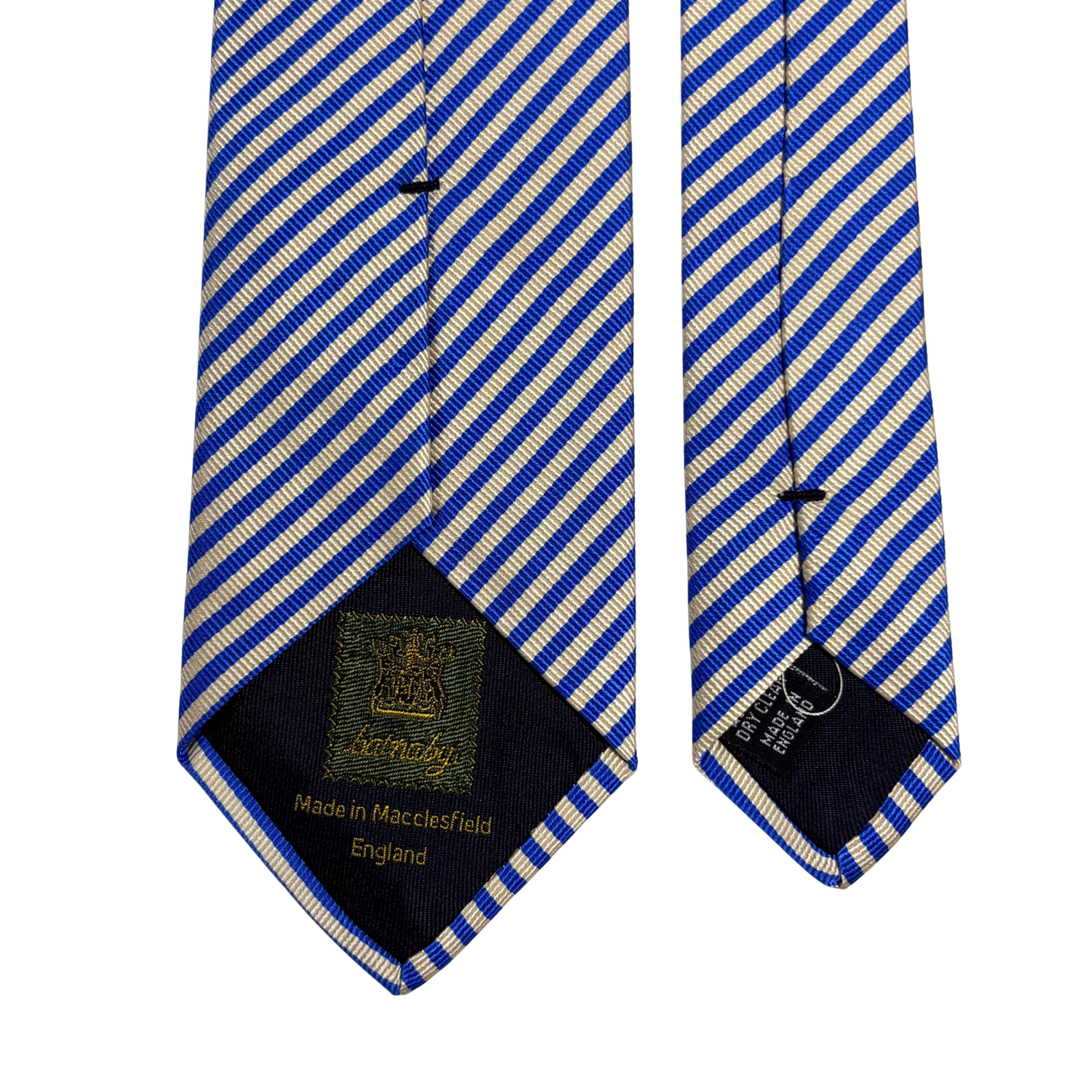 Blue & White Striped Silk Repp Tie - Handmade in England