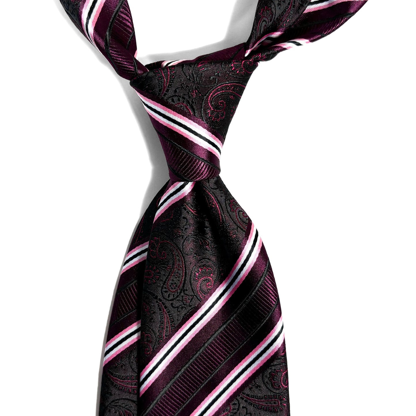 Purple & Black Paisley Striped Tie