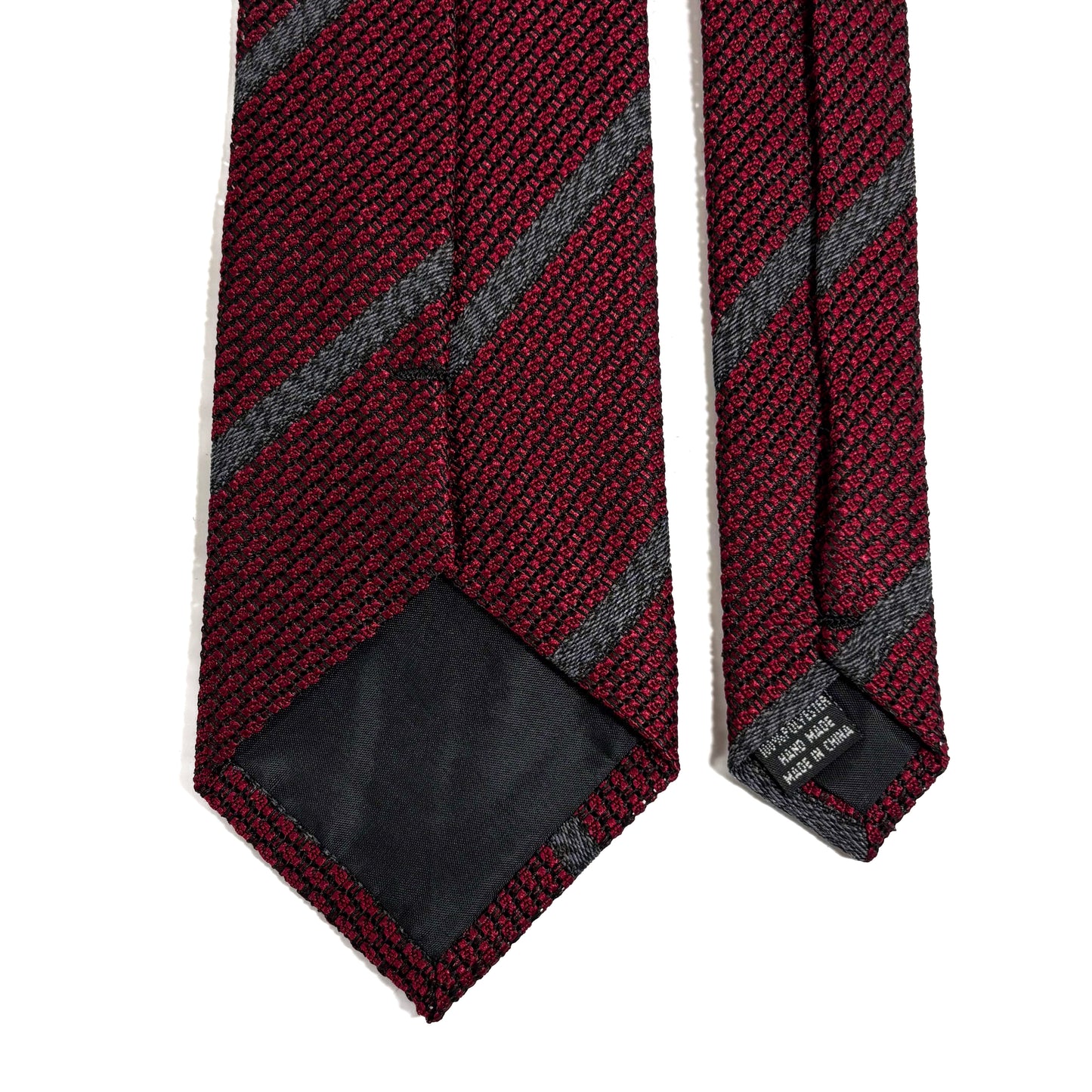 Burgundy & Charcoal Gray Striped Grenadine Tie - Handmade