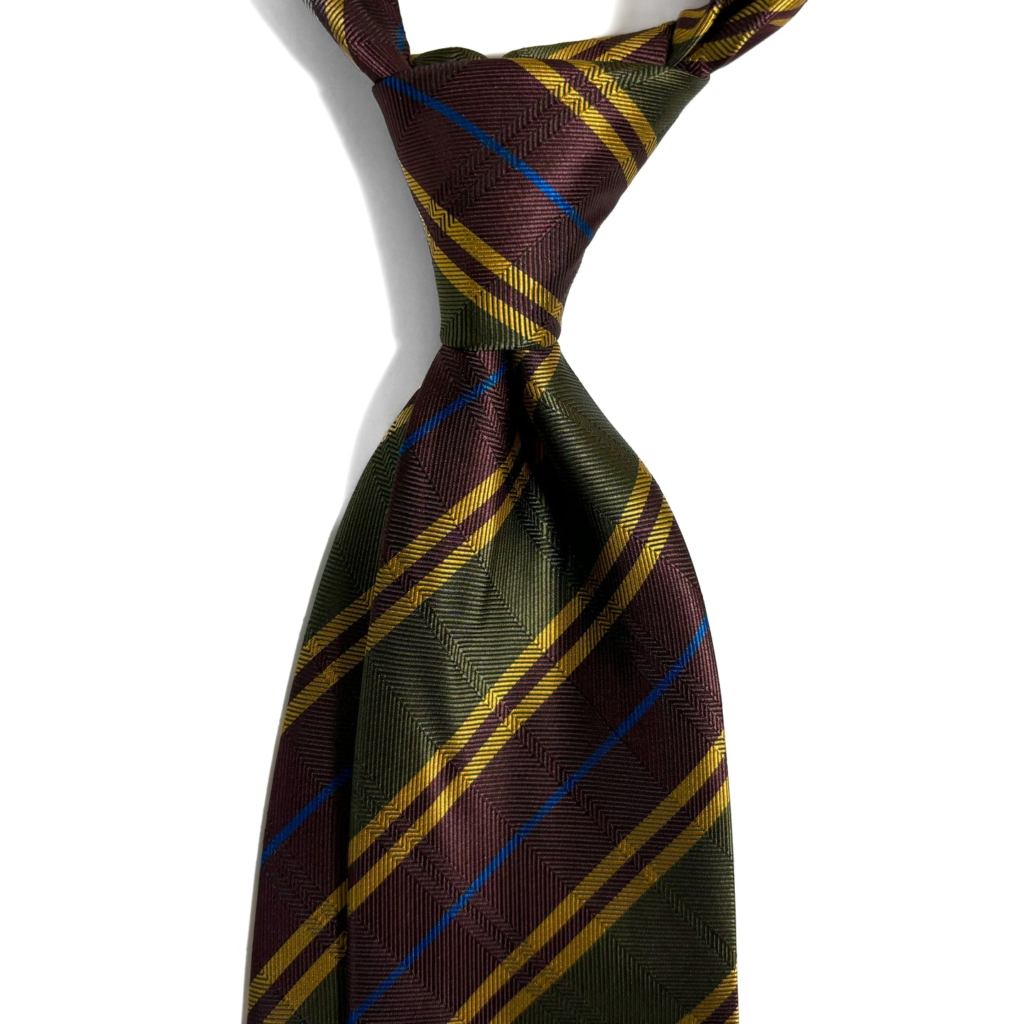 Green & Brown Overcheck Striped Tie