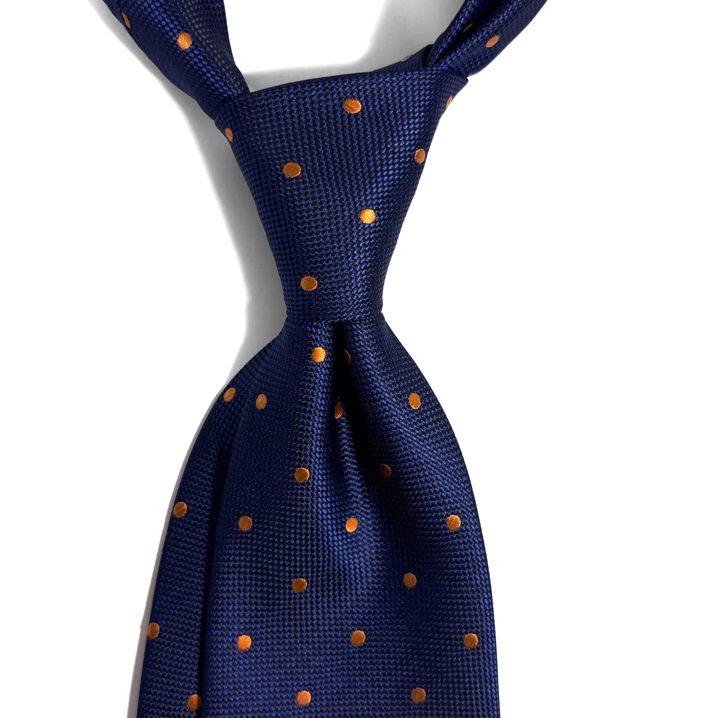 Navy Blue & Gold Polka Dot Jacquard Tie