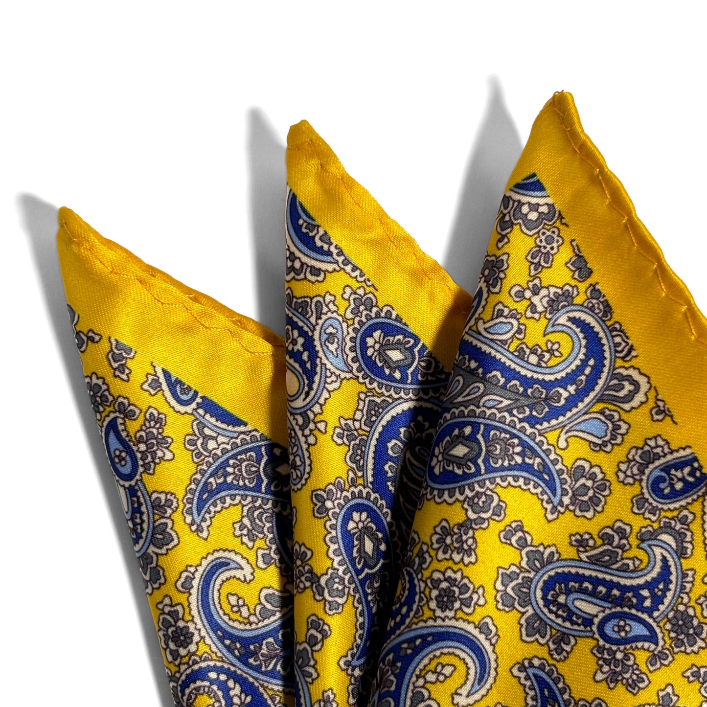 Yellow & Royal Blue Paisley Pocket Square