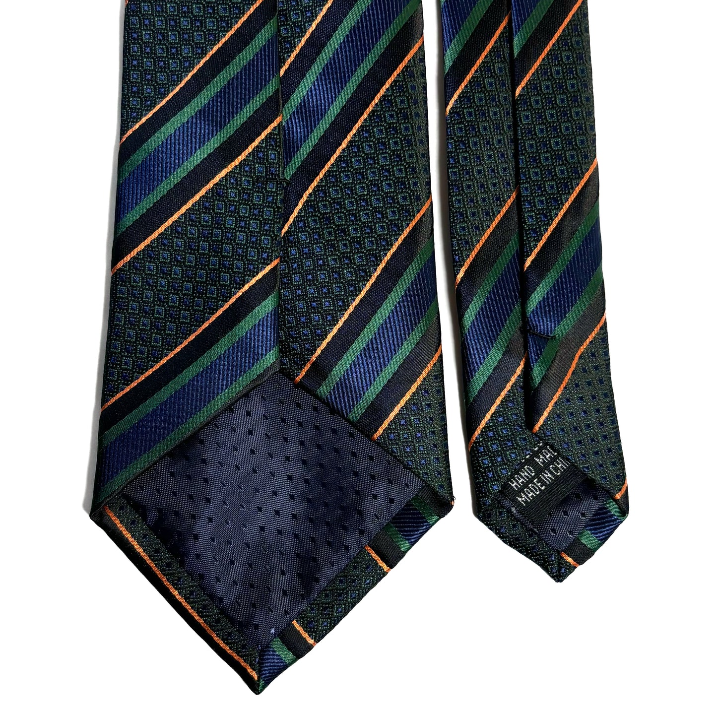 Green & Blue Geometric Striped Tie