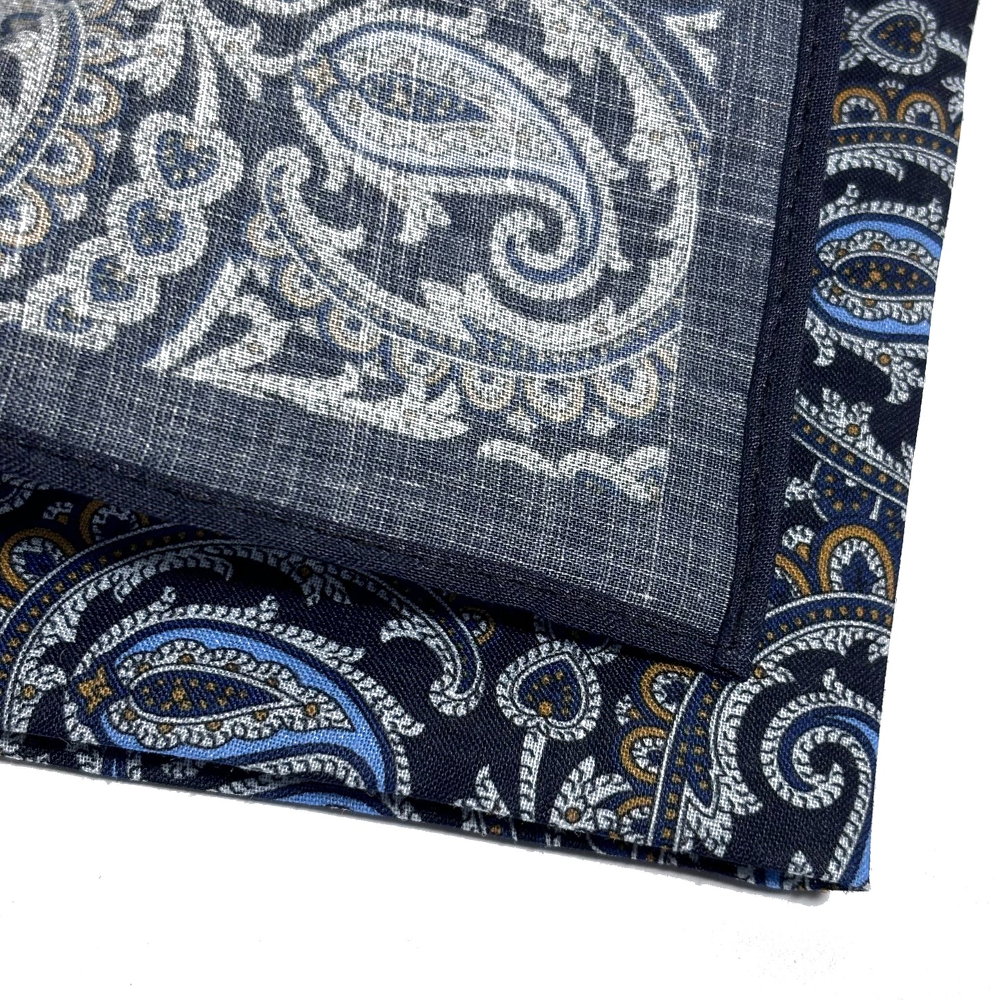 Black Paisley Ramie Pocket Square