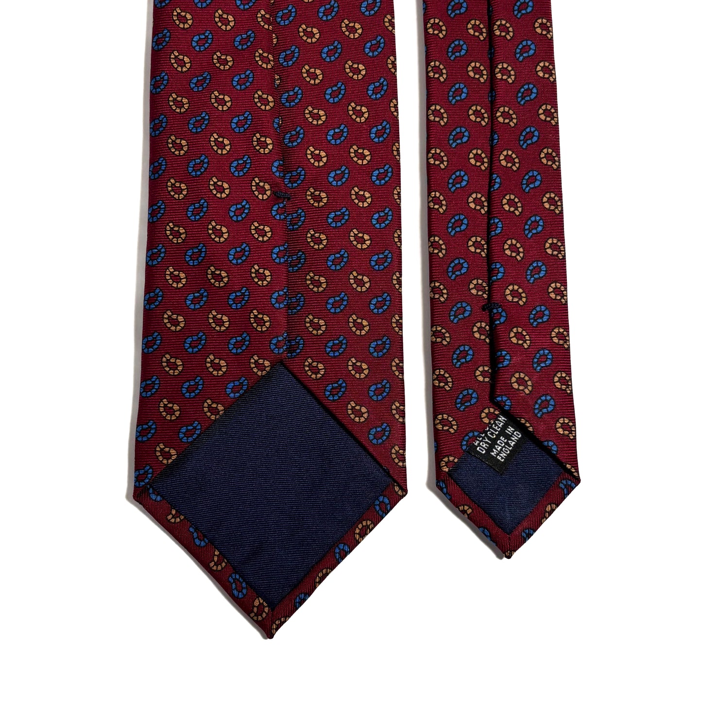 Hand-Printed Burgundy Paisley Silk Twill Tie - Handmade in England