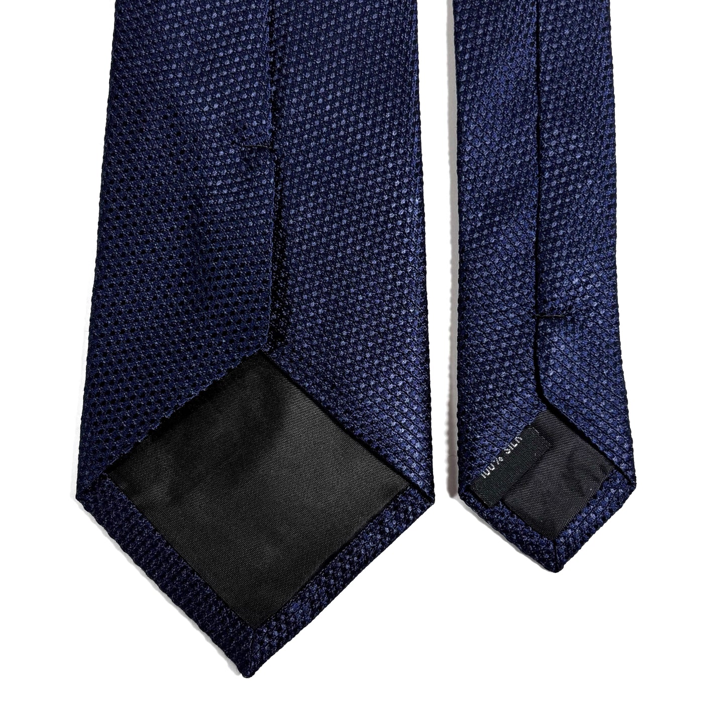 Navy Blue Silk Grenadine Tie - Handmade