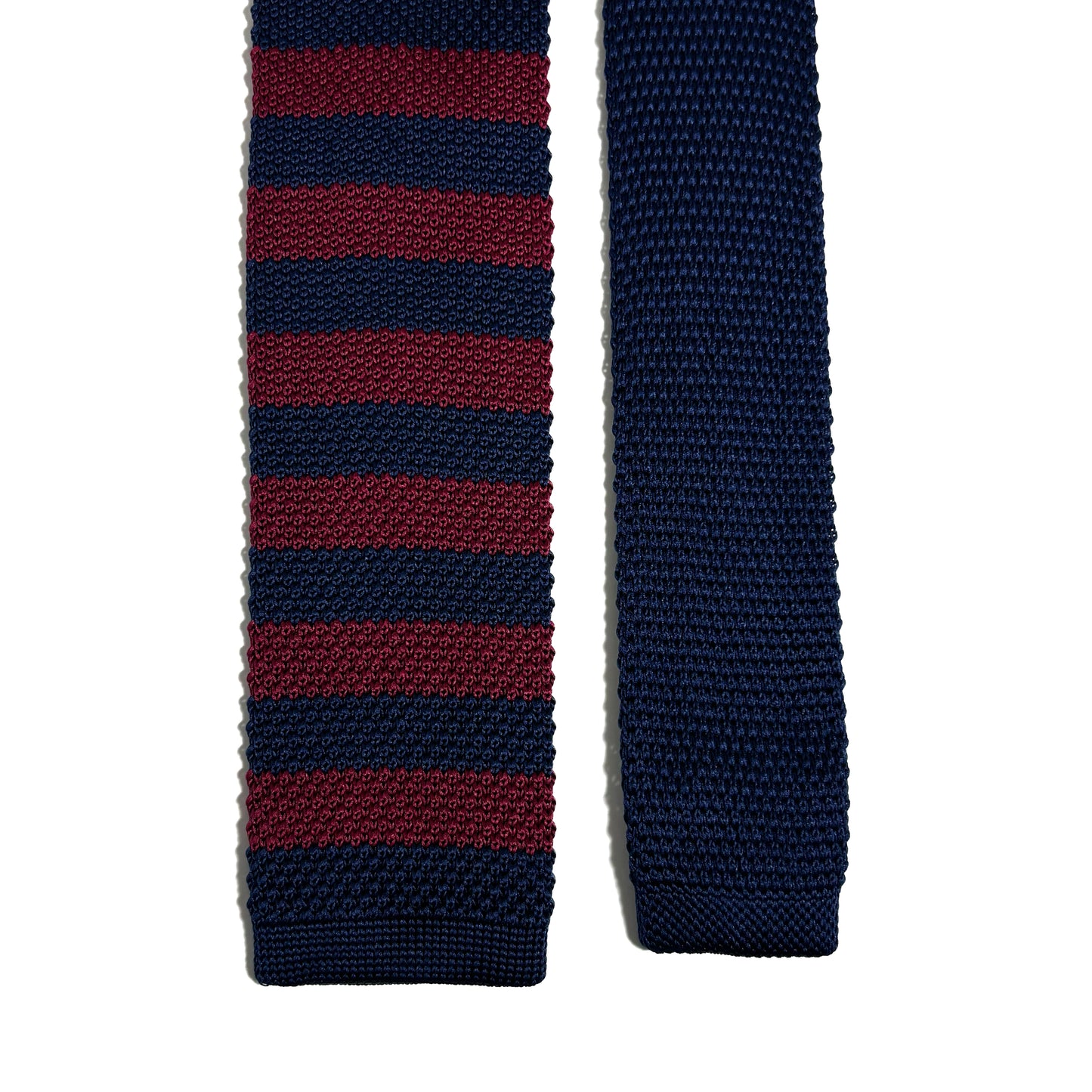 Burgundy & Navy Blue Striped Knitted Tie