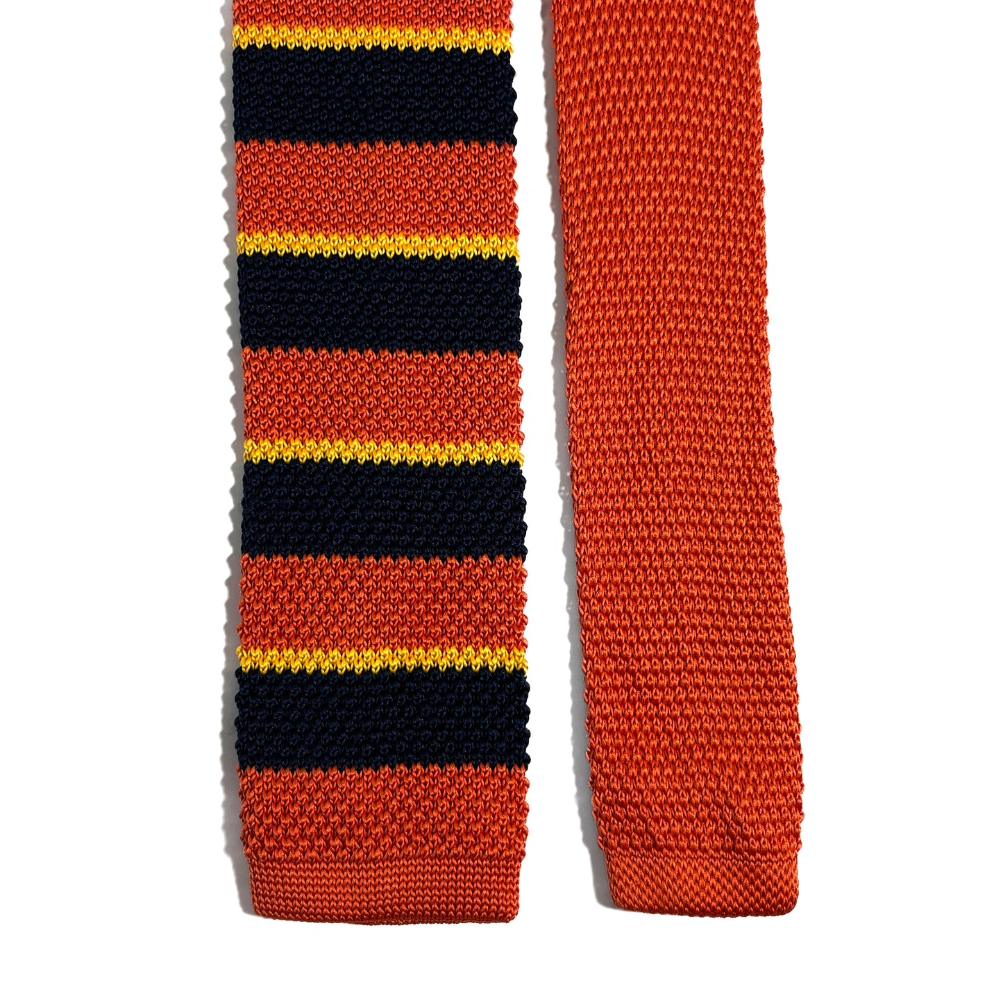 Orange & Navy Striped Knitted Tie