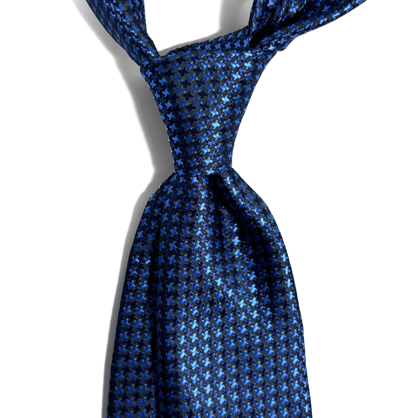 Navy Blue Houndstooth Jacquard Tie