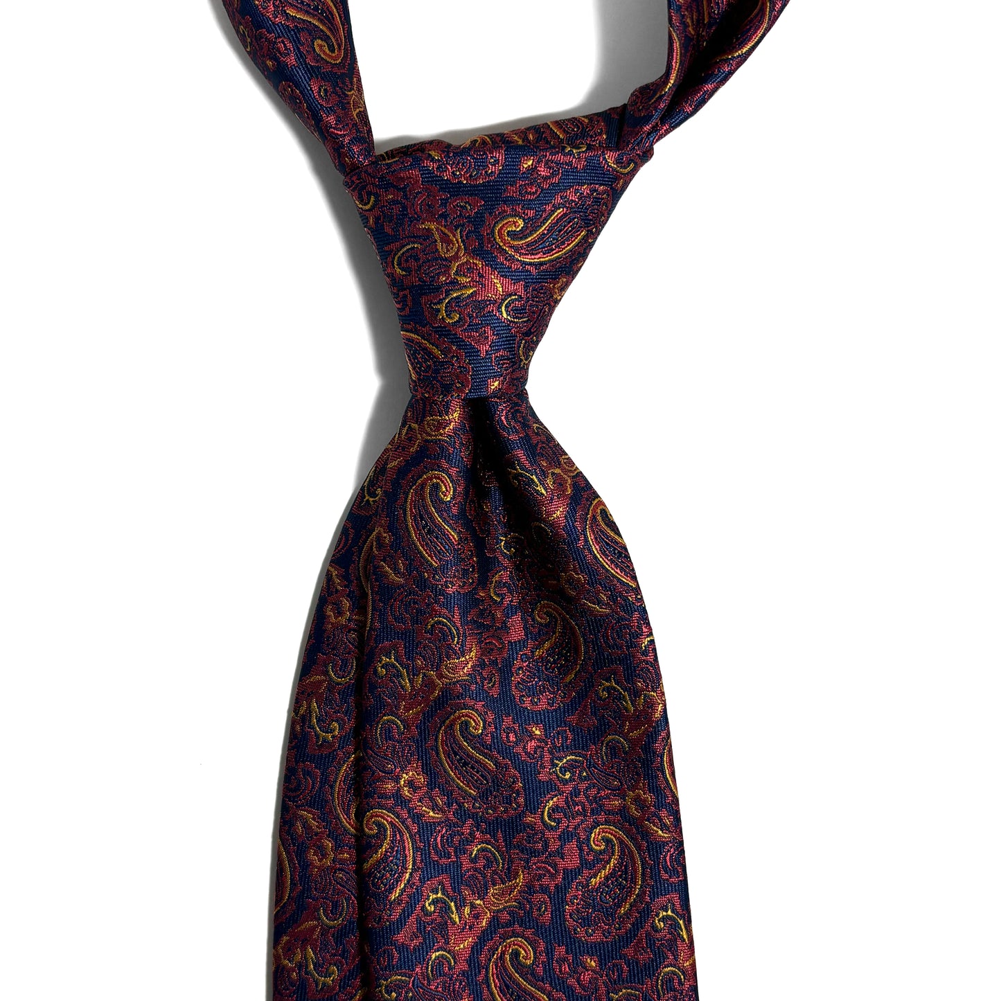 Navy Blue & Gold Paisley Jacquard Tie