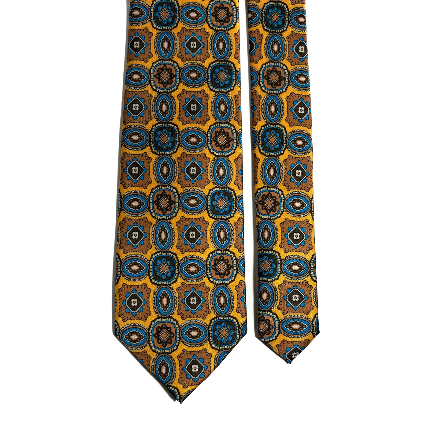 Mustard Yellow Medallion Printed Tie