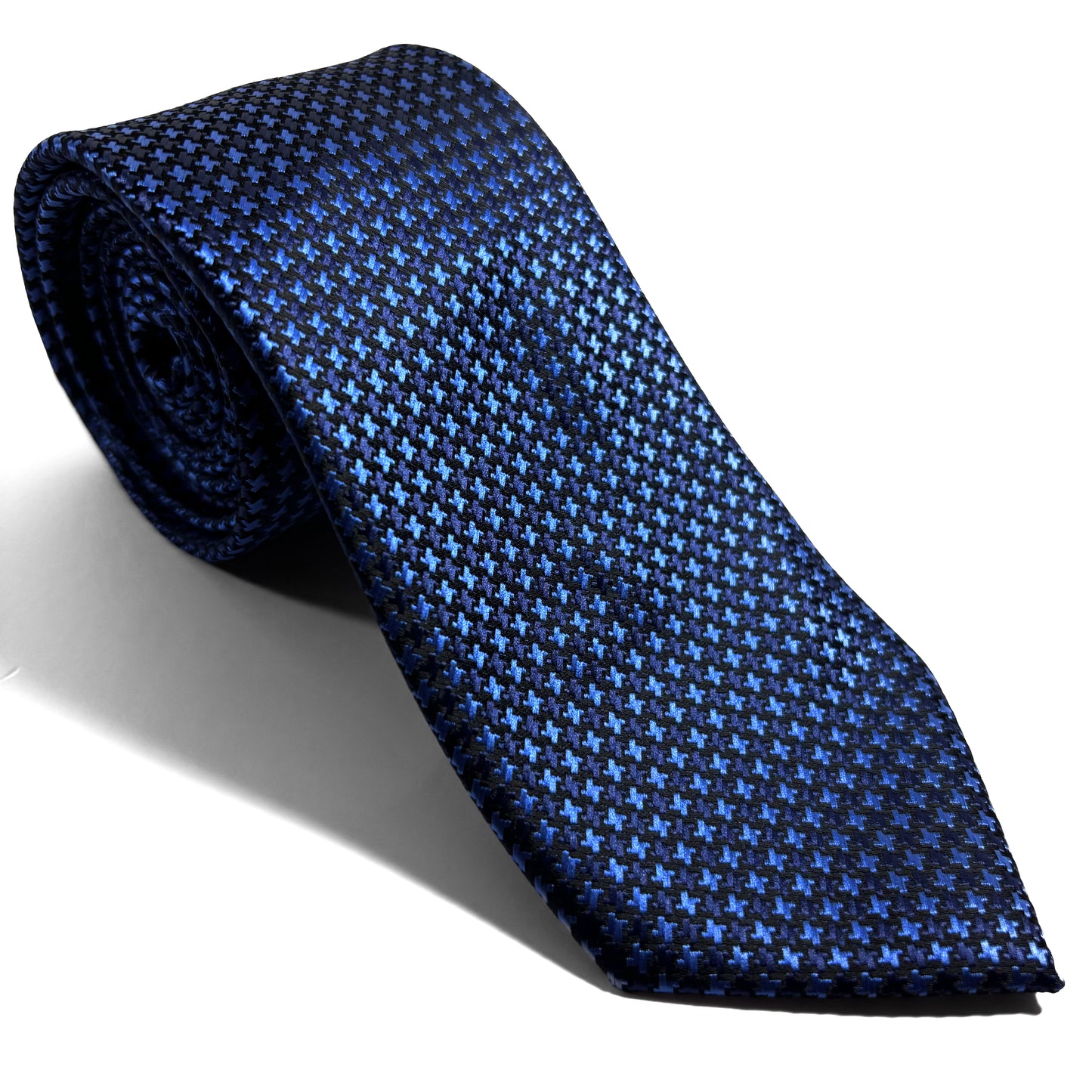 Navy Blue Houndstooth Jacquard Tie