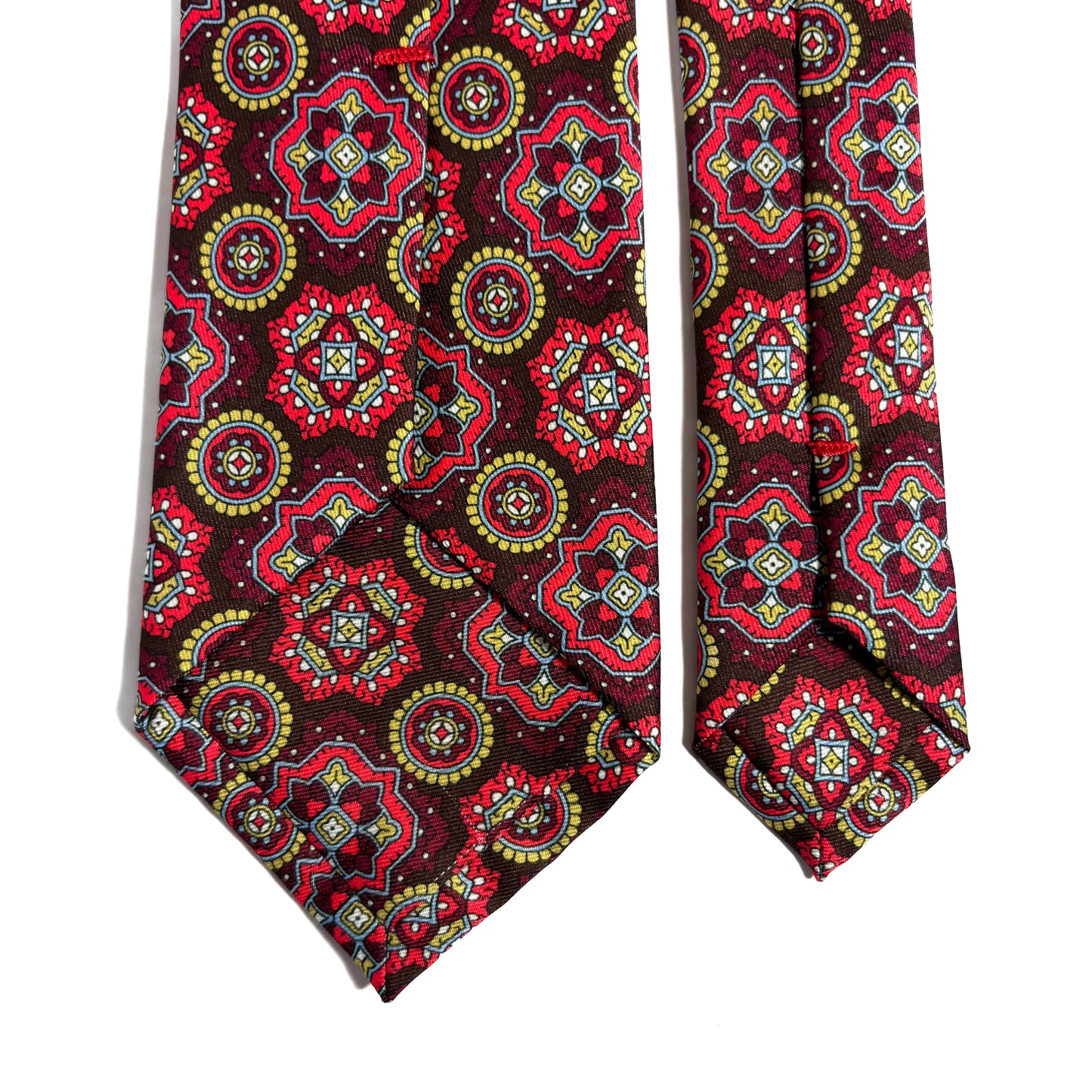Brown & Red Medallion Printed Tie