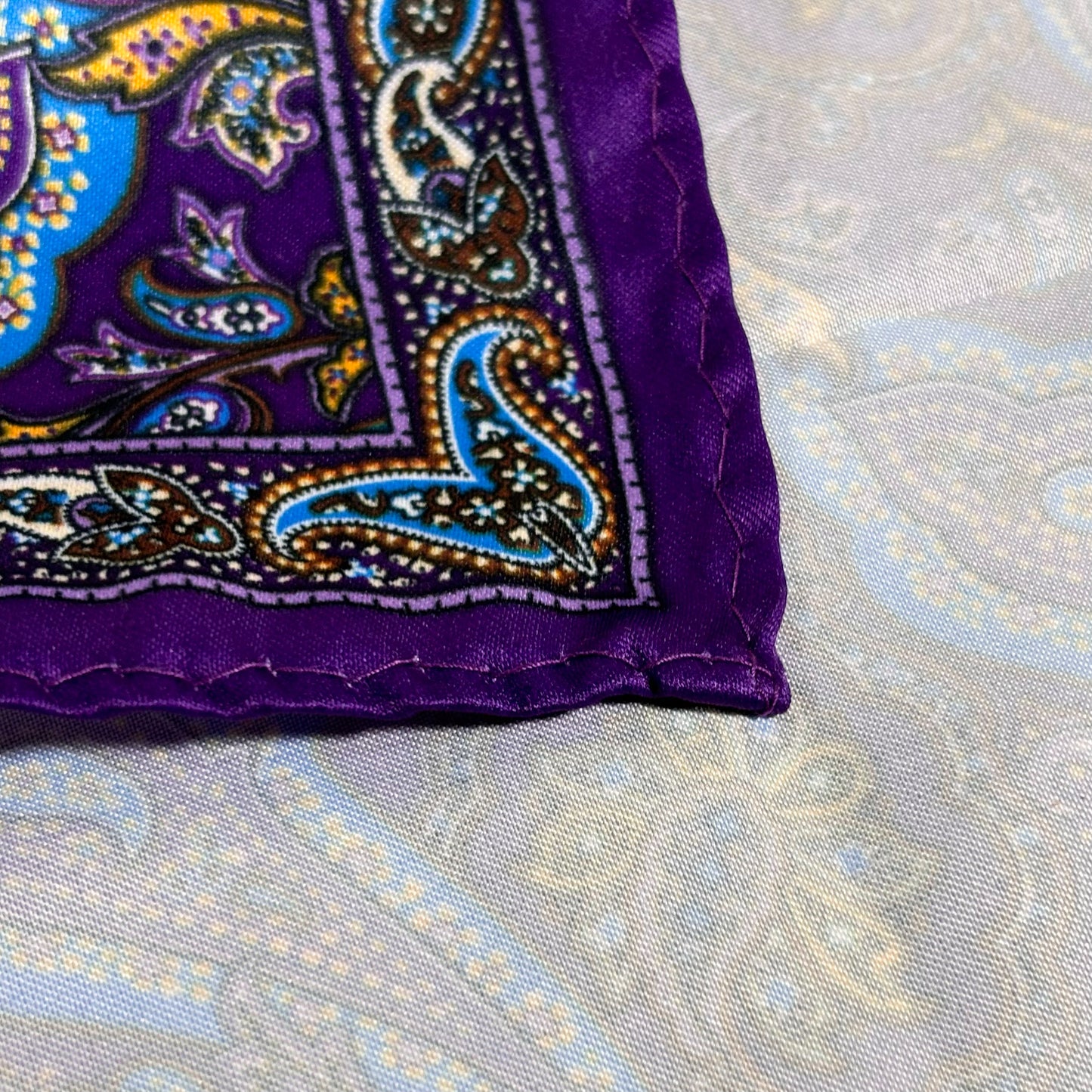 Purple & Blue Paisley Pocket Square
