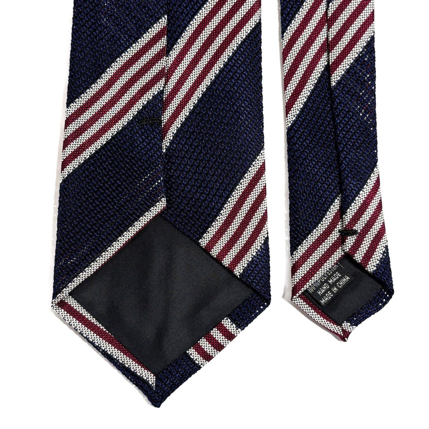Navy Blue Striped Grenadine Tie - Handmade