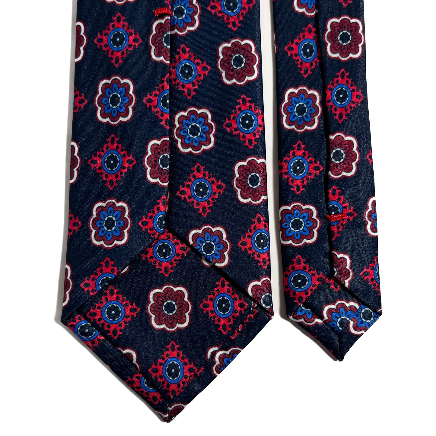 Navy Blue & Bordeaux Medallion Printed Tie