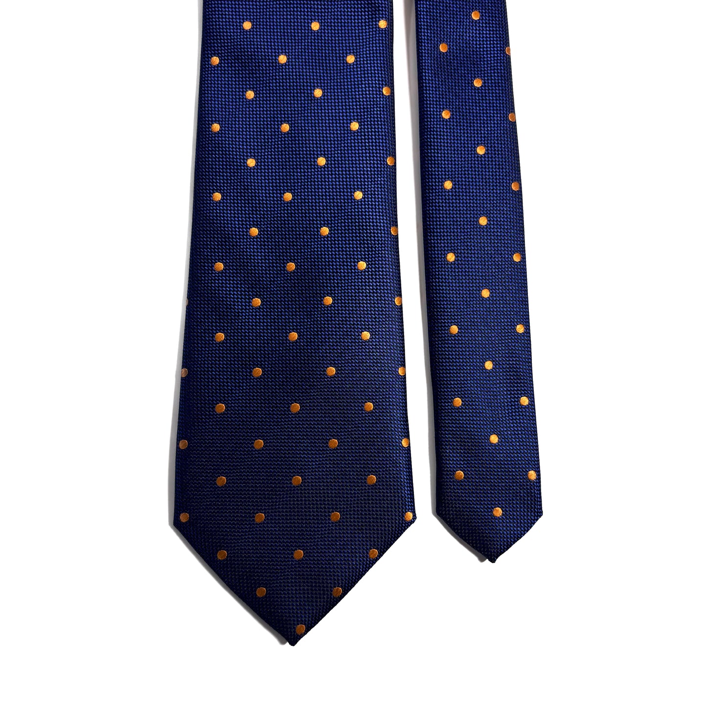 Navy Blue & Gold Polka Dot Jacquard Tie