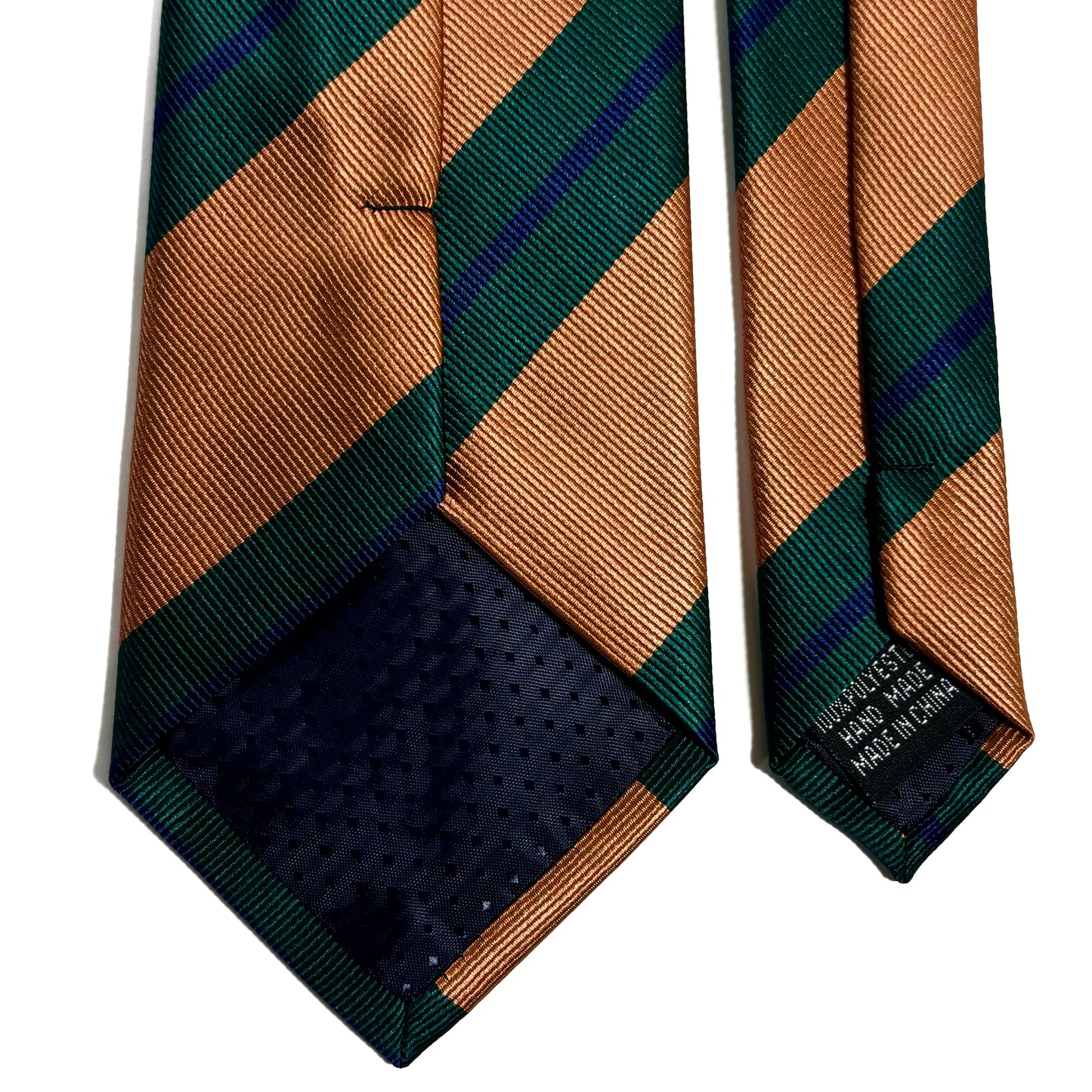 Burnt Orange & Green Striped Repp Tie