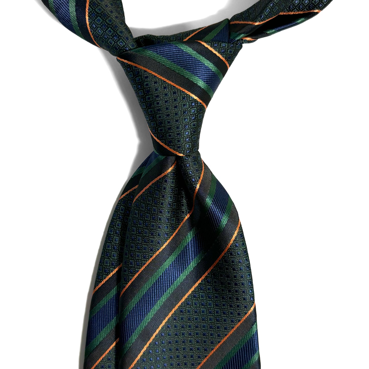 Green & Blue Geometric Striped Tie