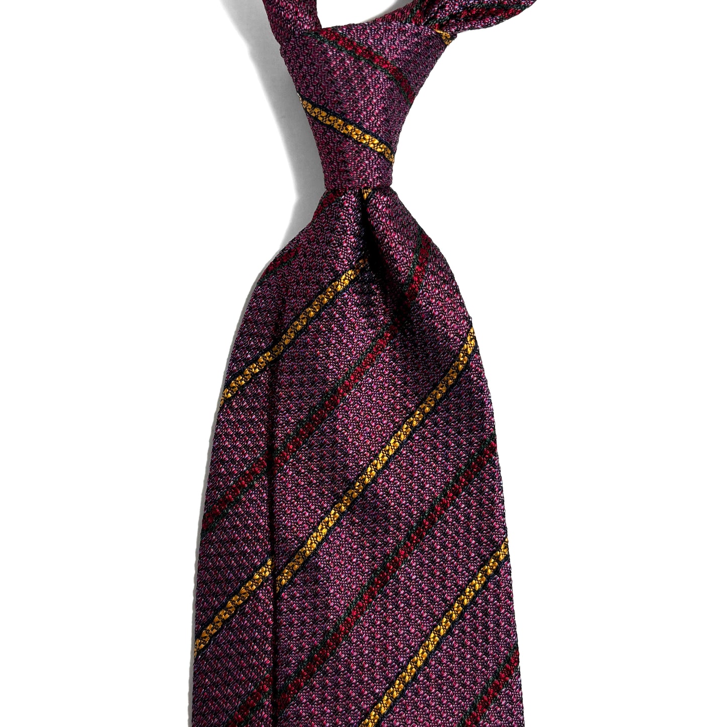 Red Striped Silk Grenadine Tie - Handmade in England