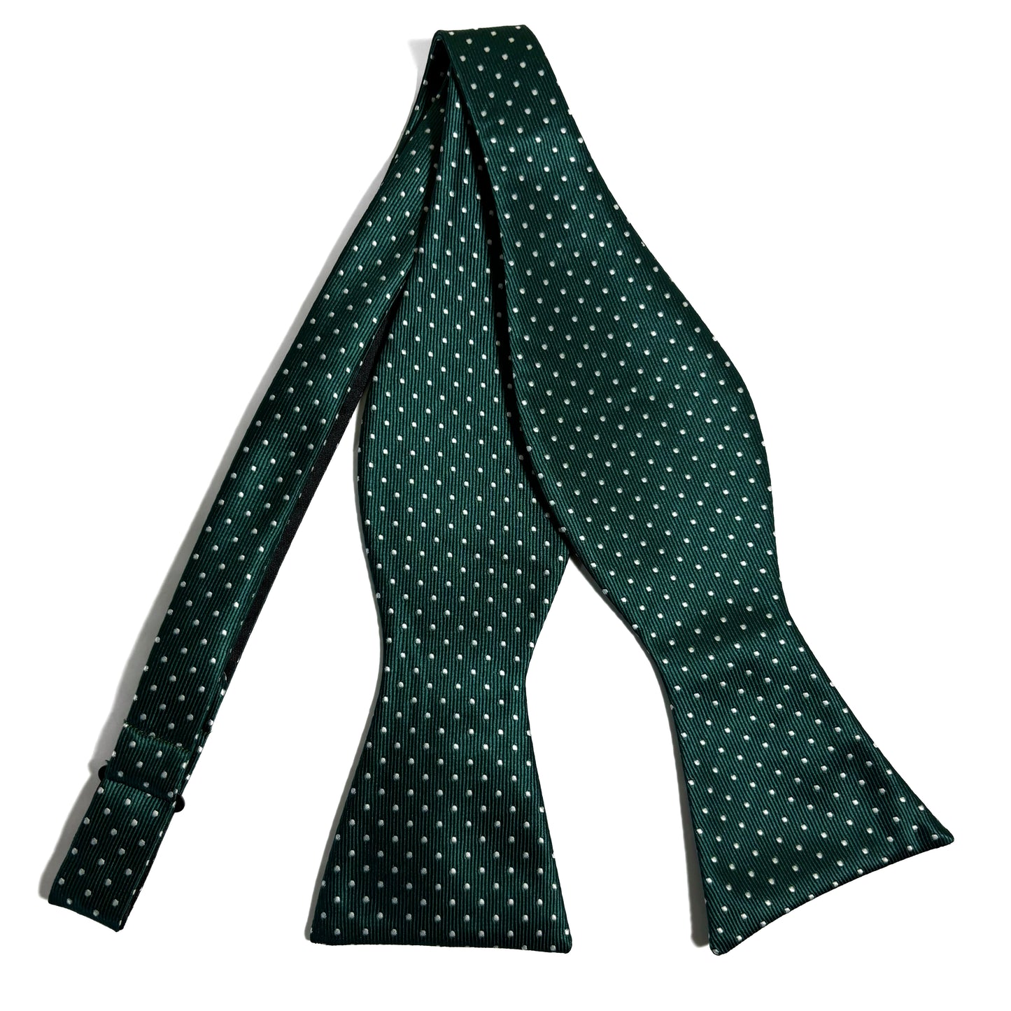 Self-Tie Green Polka Dot Silk Bow Tie