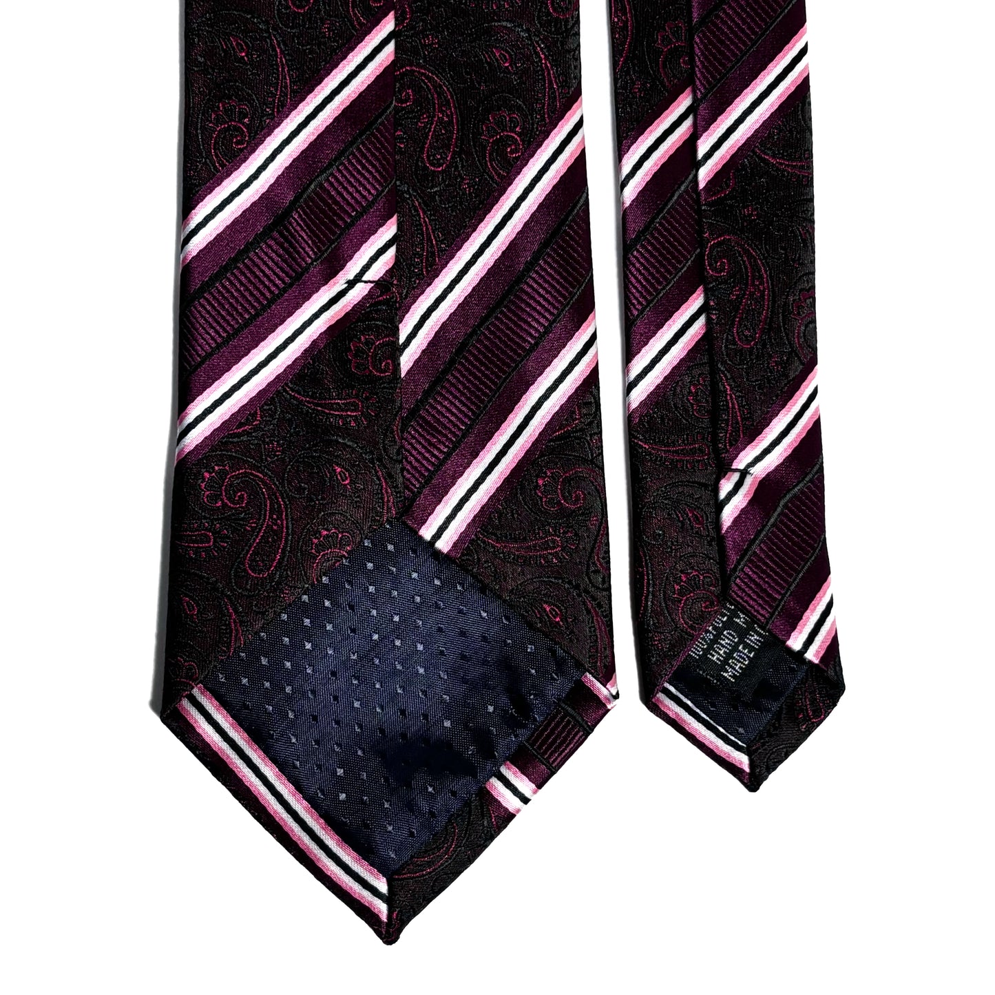Purple & Black Paisley Striped Tie
