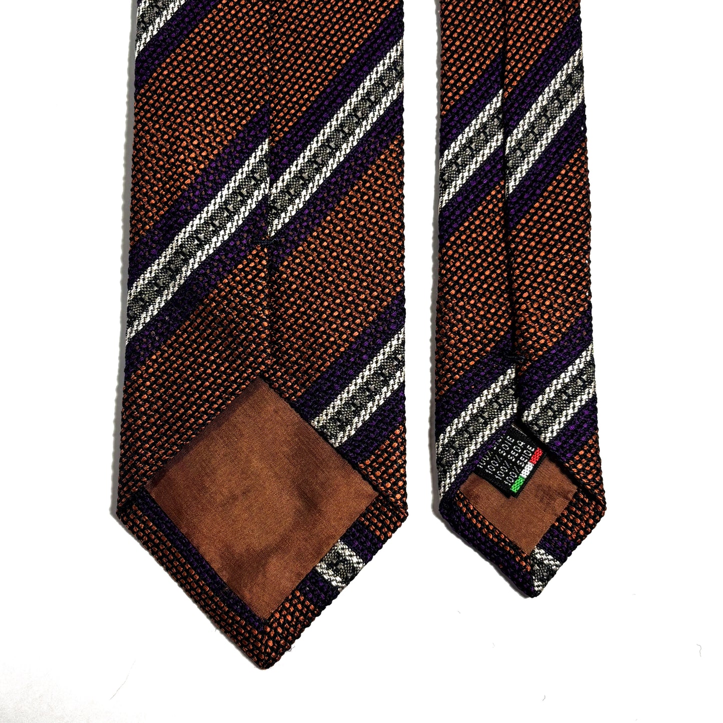 Orange Striped Silk Grenadine Tie (Garza Fina) - Handmade in Italy