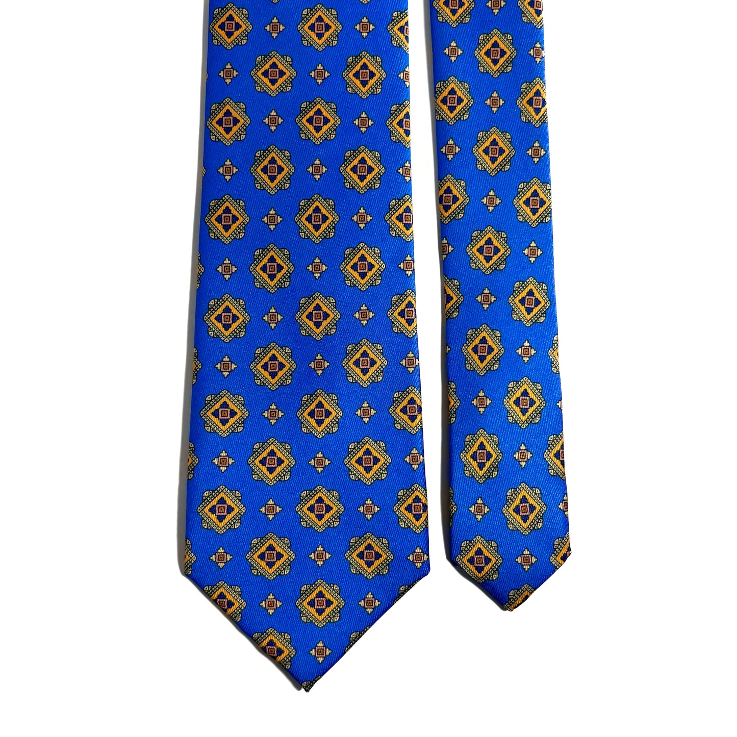 Electric Blue & Yellow Geometric Printed Tie