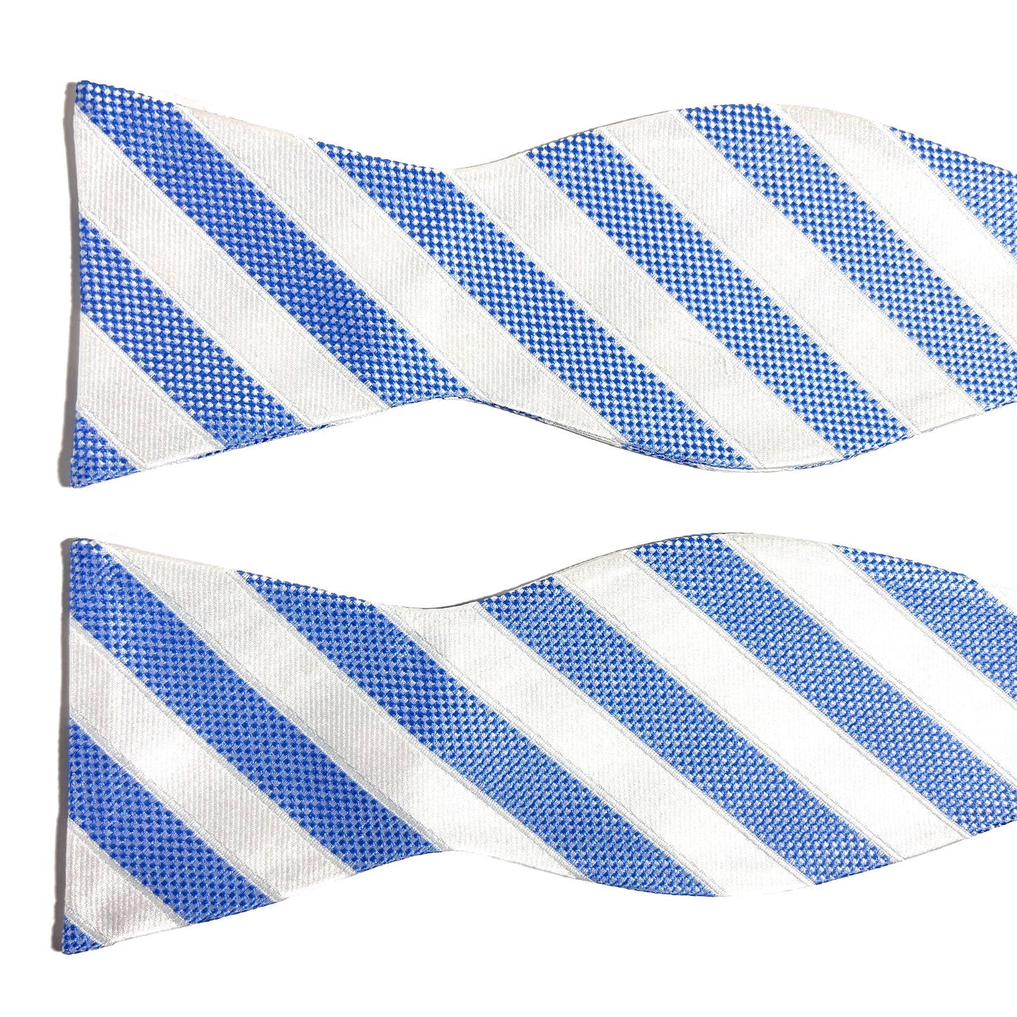 Self-Tie Light Blue & White Striped Silk Bow Tie