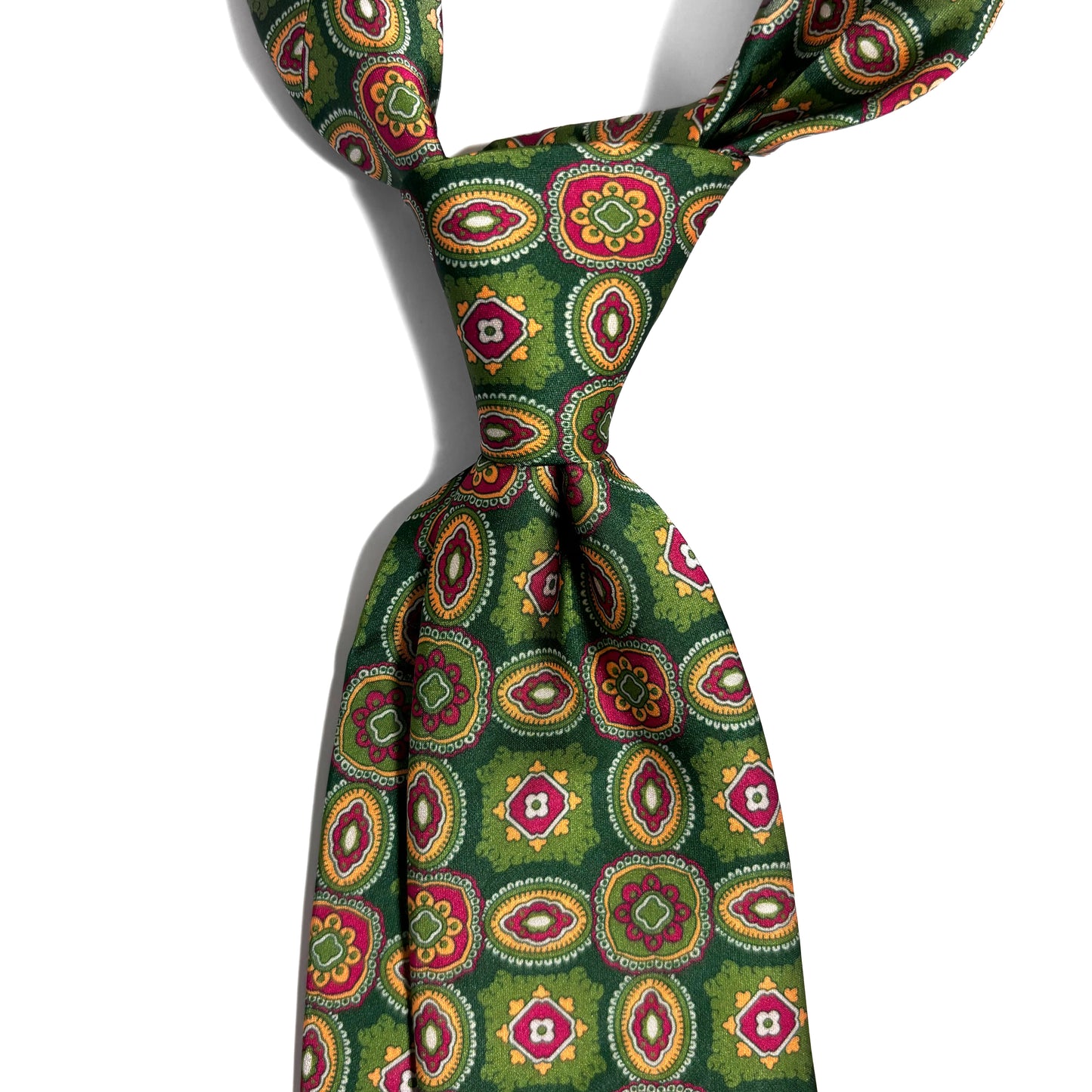 Olive Green Medallion Printed Tie