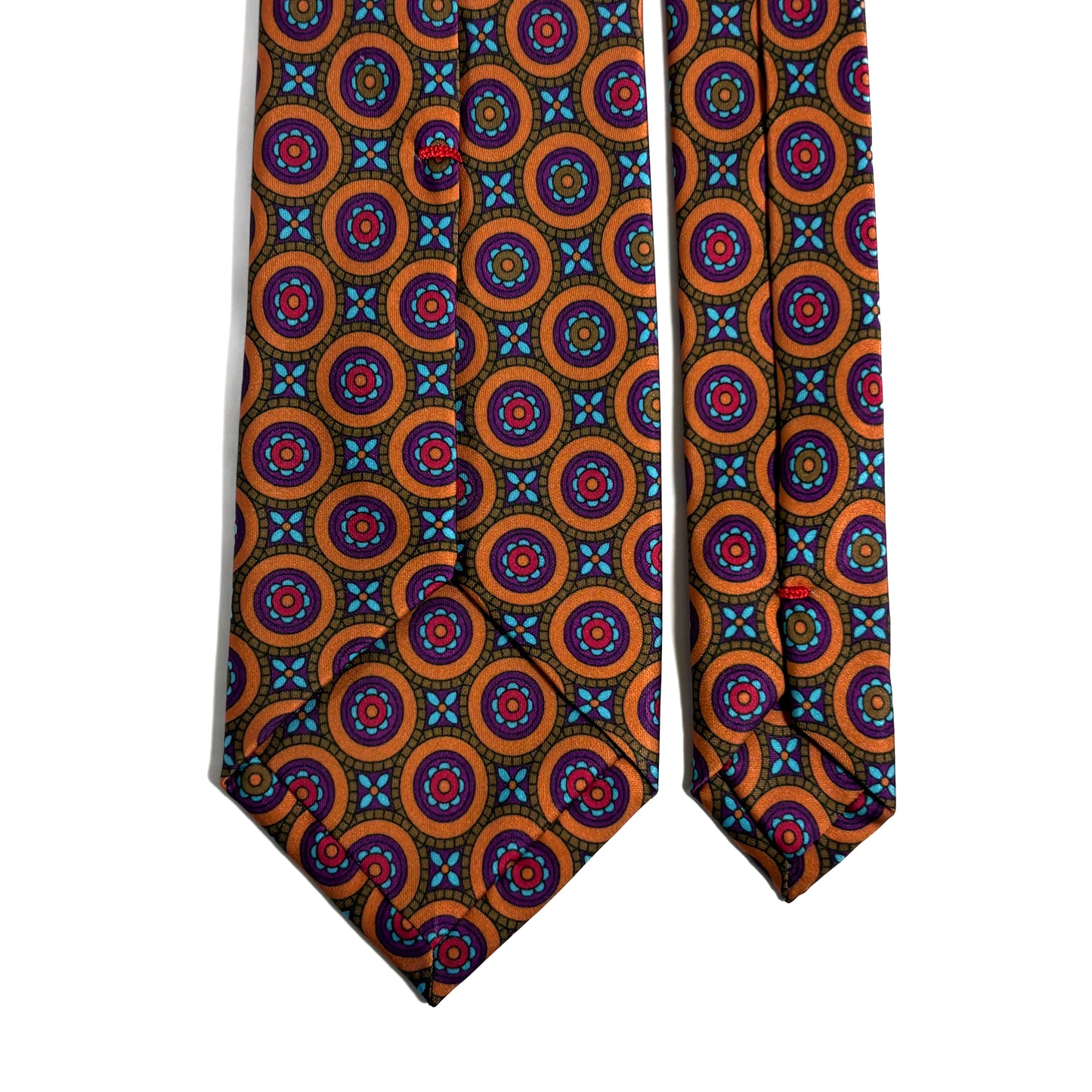 Orange & Brown Medallion Printed Tie