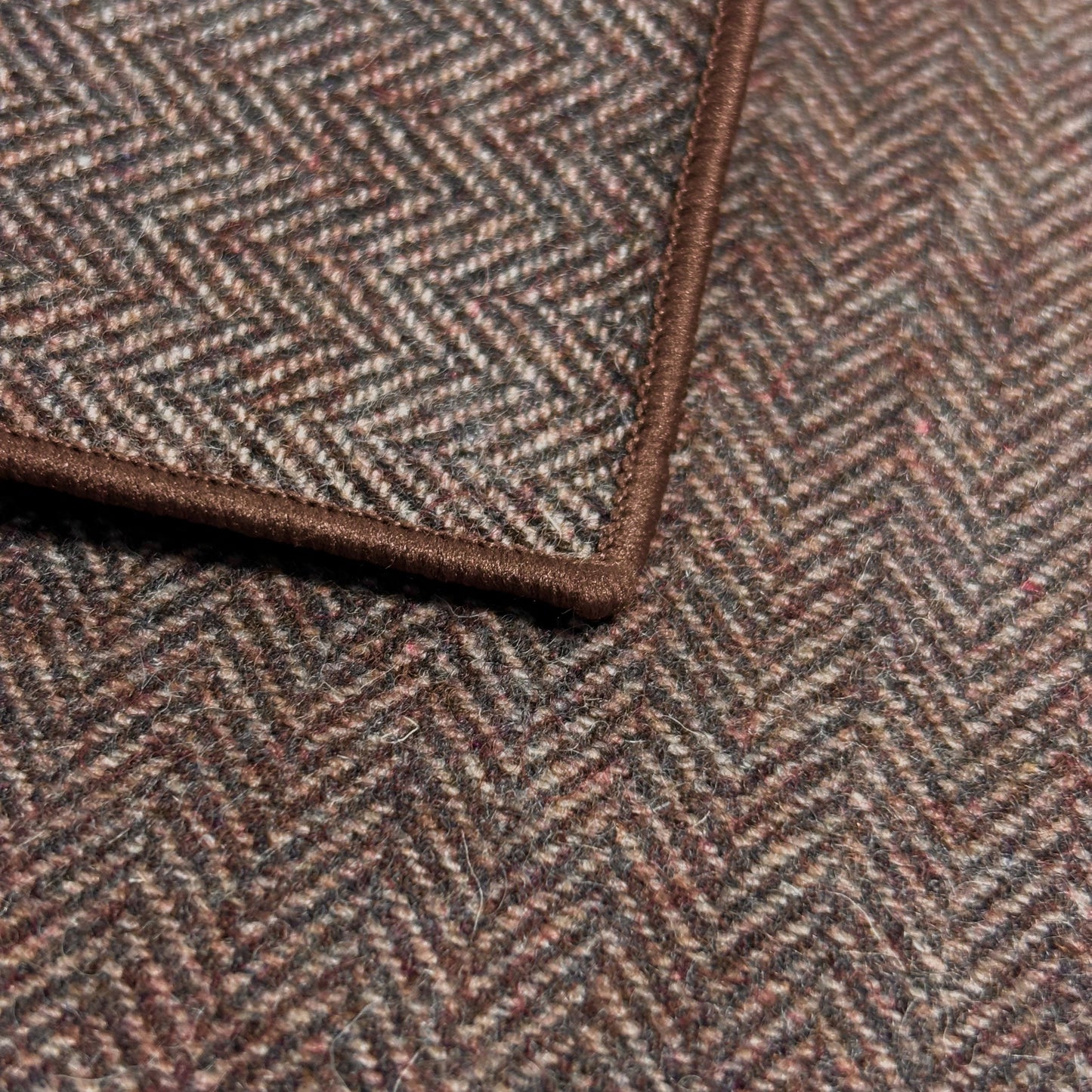 Brown Herringbone Wool Pocket Square
