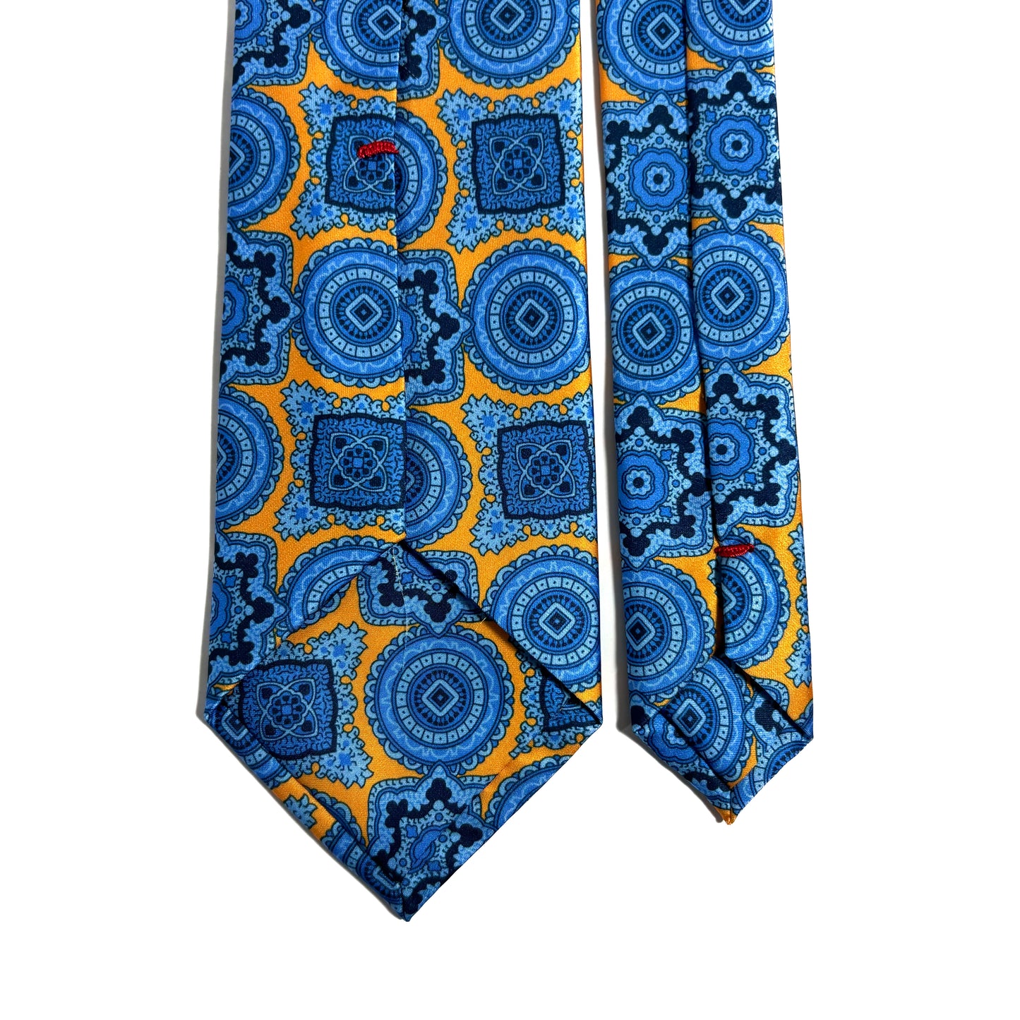Yellow & Light Blue Medallion Printed Tie