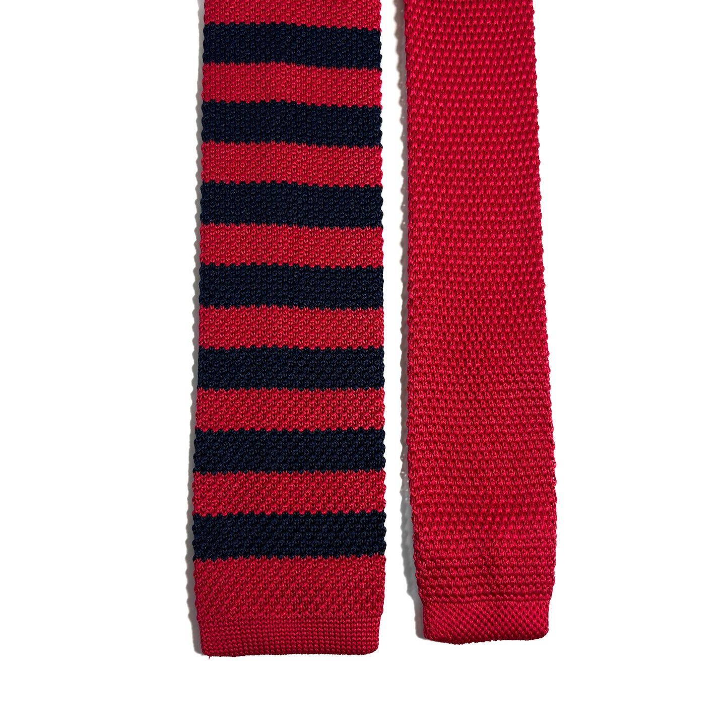 Red & Navy Blue Striped Knitted Tie