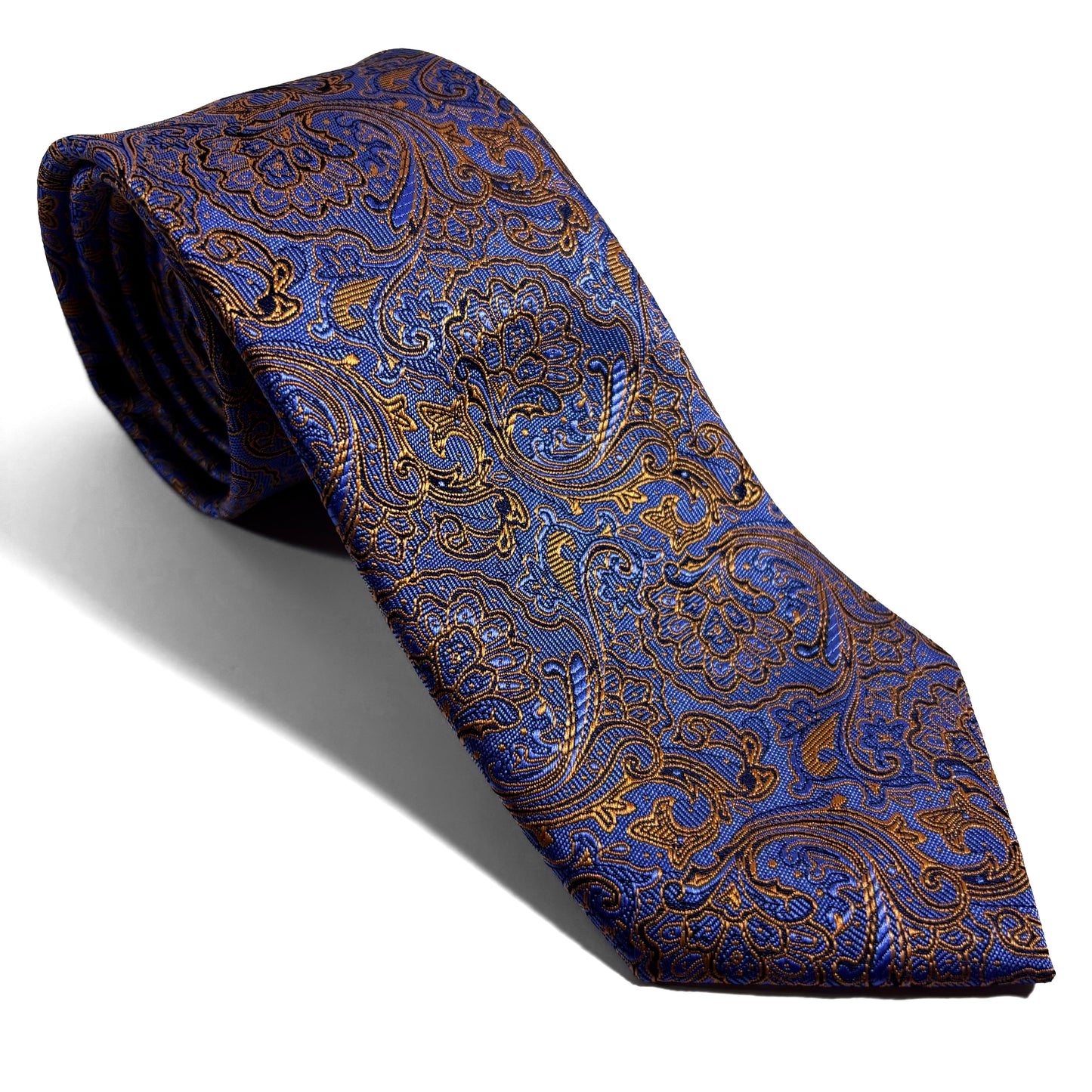 Light Blue & Gold Paisley Jacquard Tie